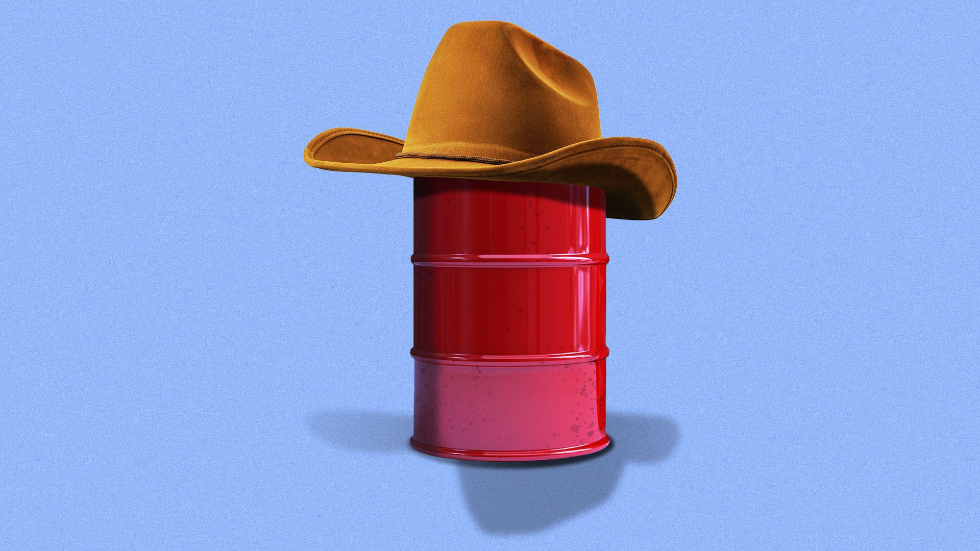 Illustration of an oil barrel wearing a cowboy hat