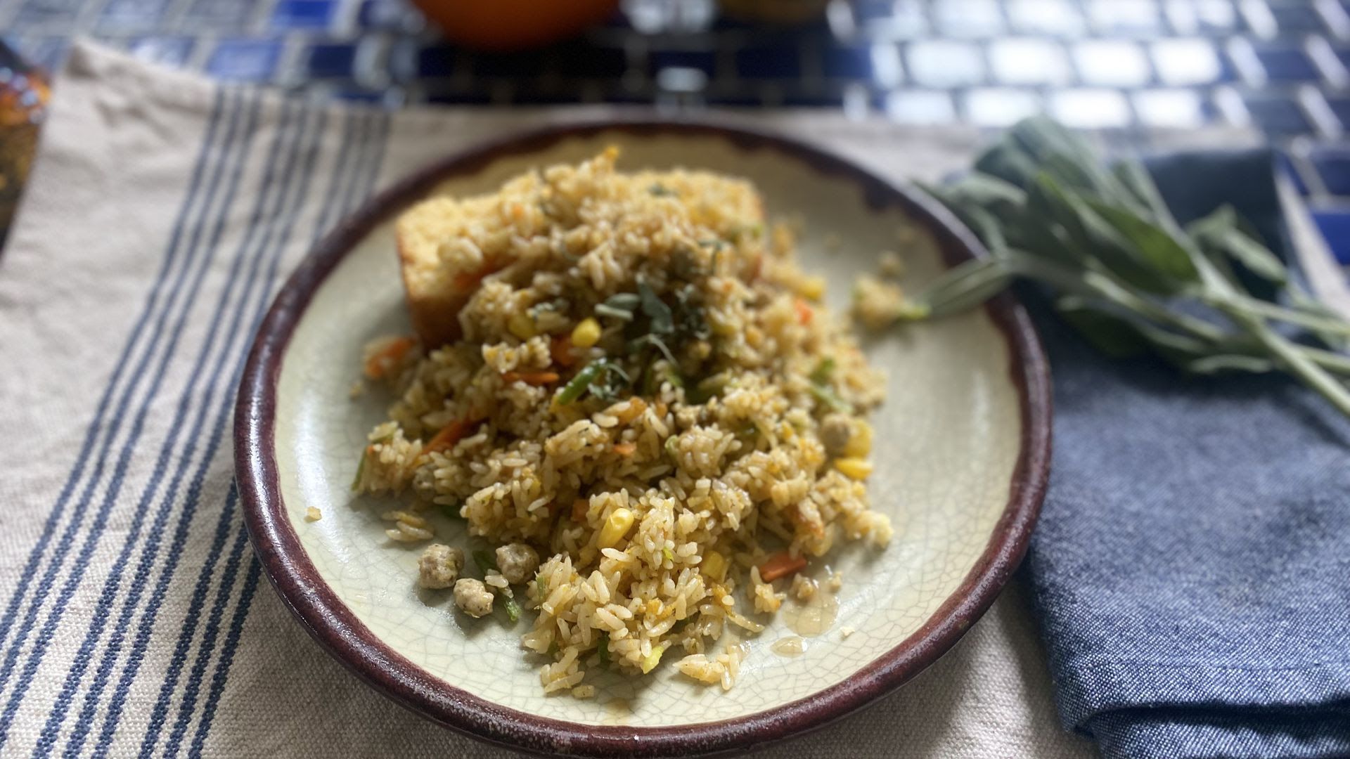 The disappointing Turkey Sausage Stuffing Fried Rice from Trader Joe's. 
