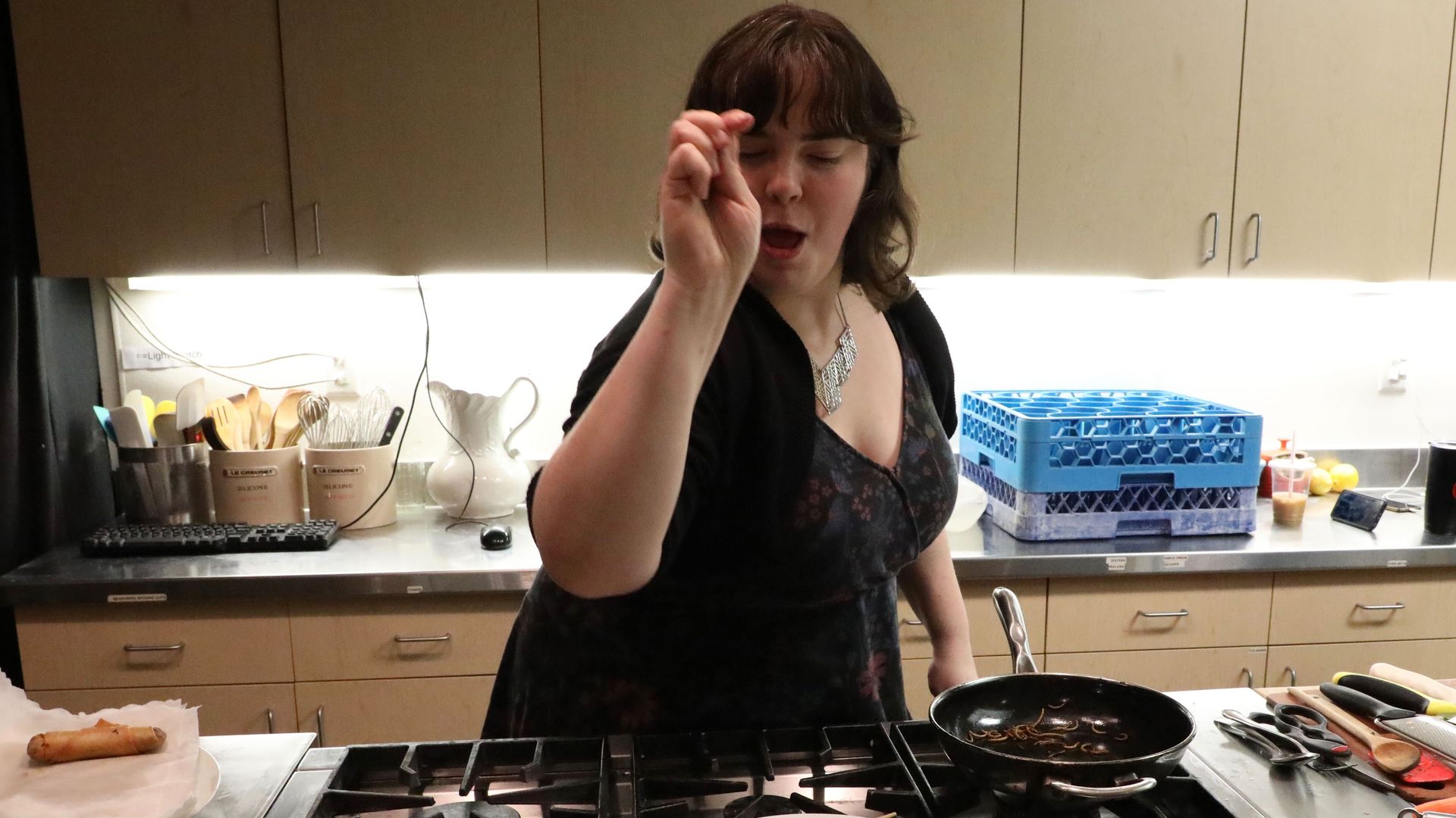 Chef Cass during a cooking class.