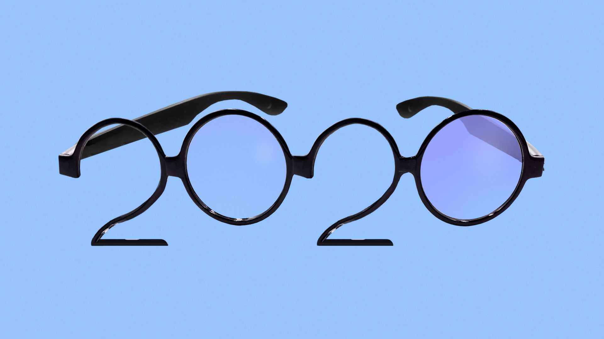 Illustration of glasses forming the shape of 2020