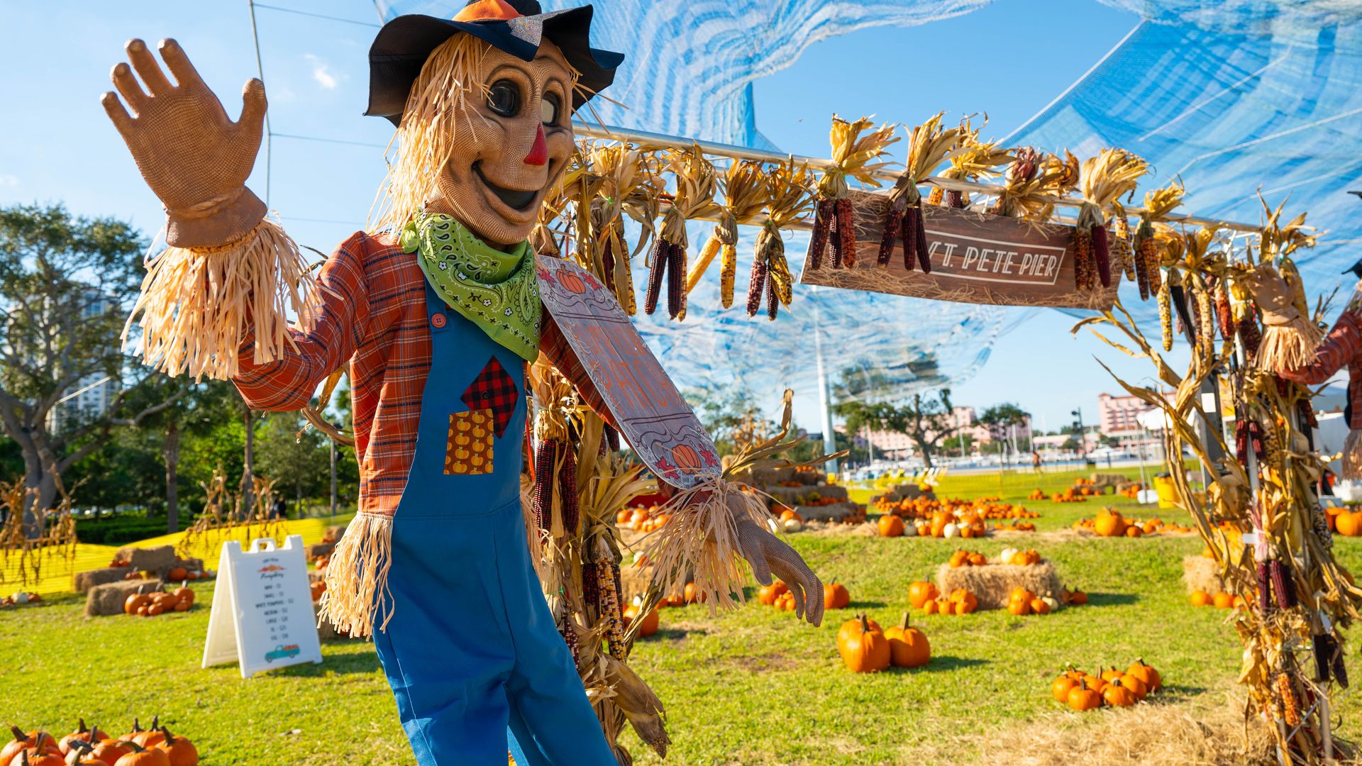 A scarecrow at the 2022 St. Pete Pier Fall Festival.