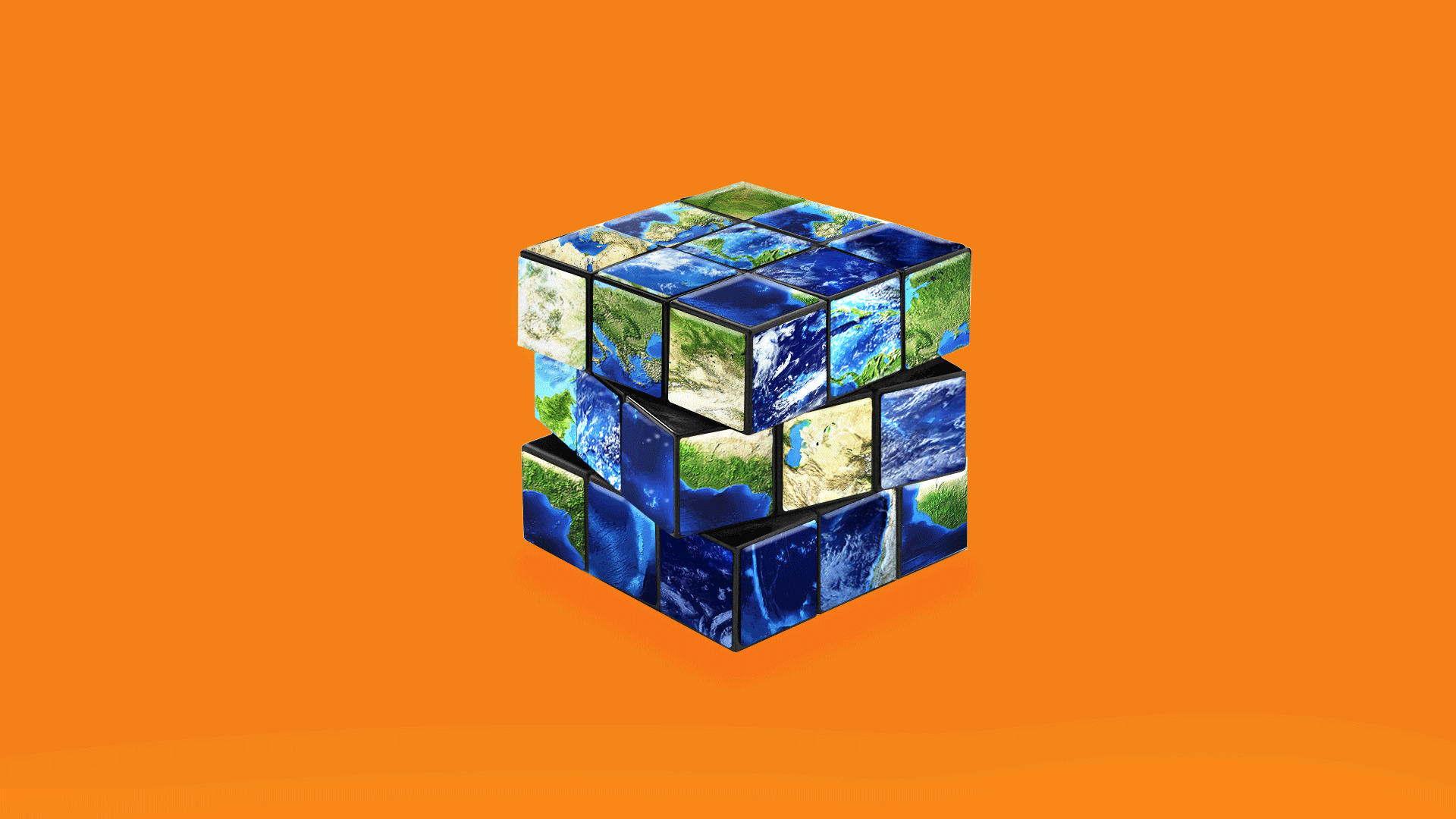 Illustration of the earth as an unsolved Rubik's Cube