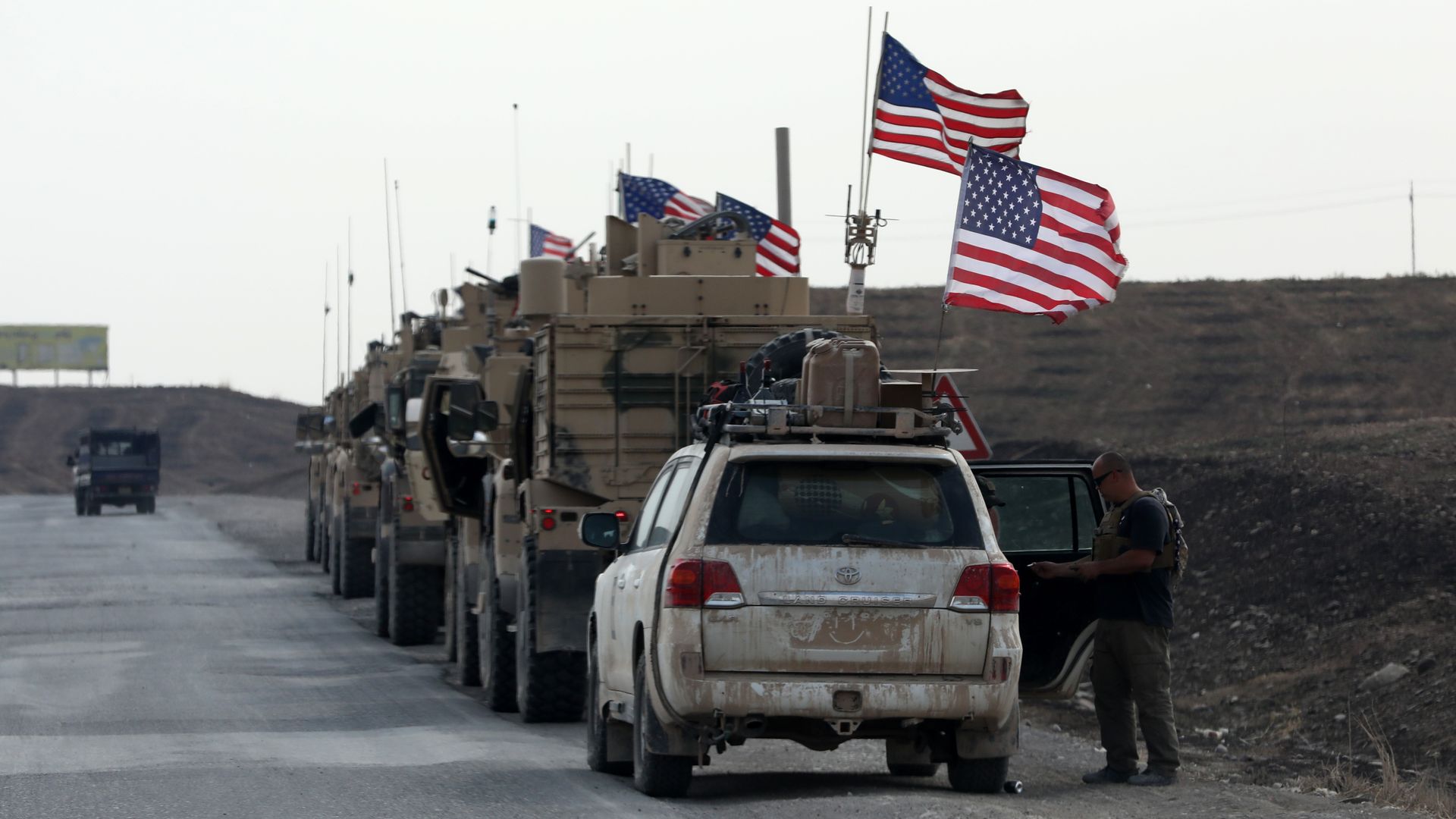  A military convoy of US forces leaving Syria.