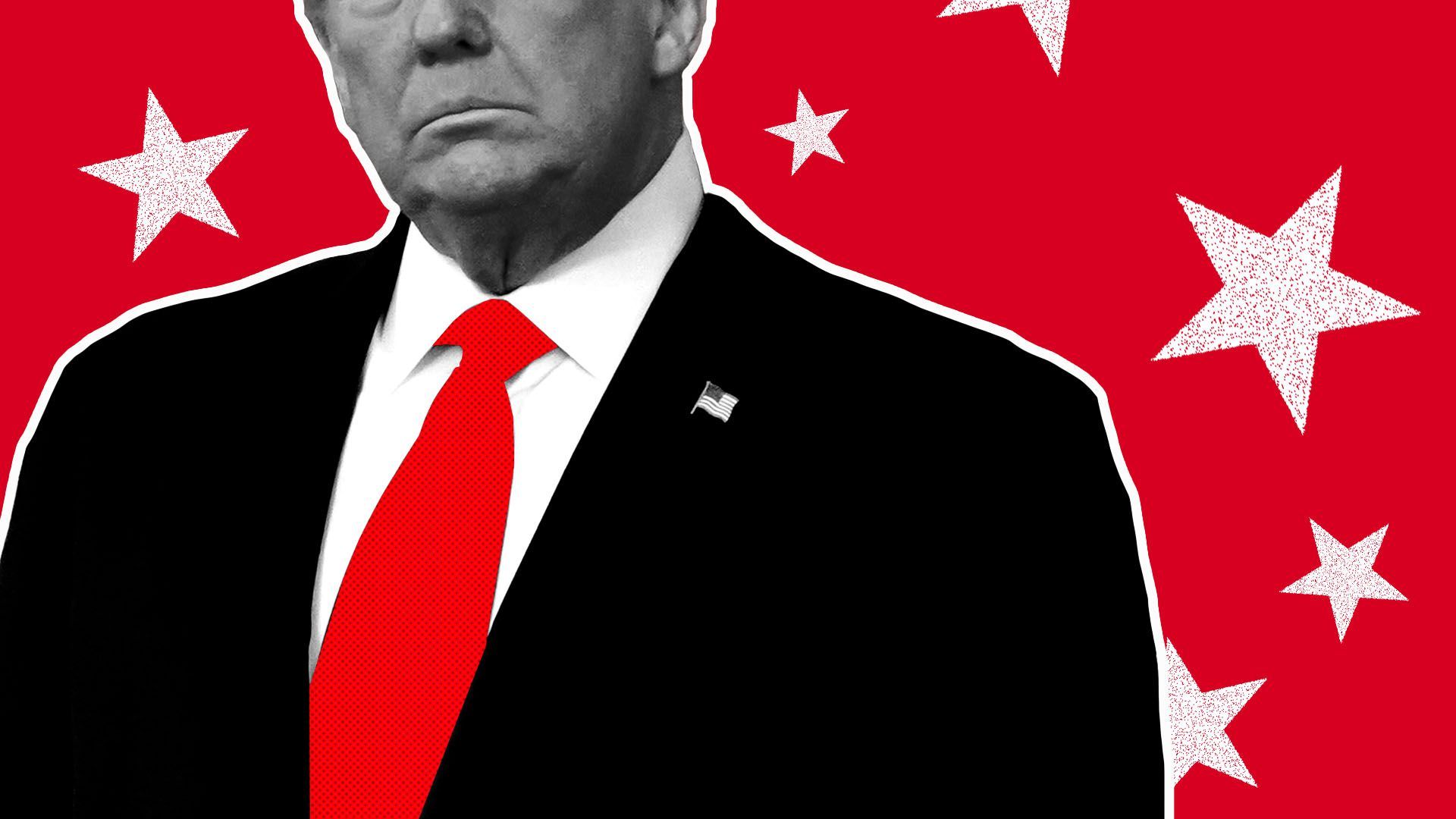 Photo illustration of President Trump surrounded by stars