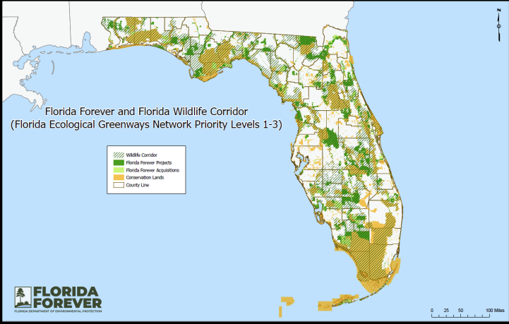 A map of the Florida Wildlife Corridor
