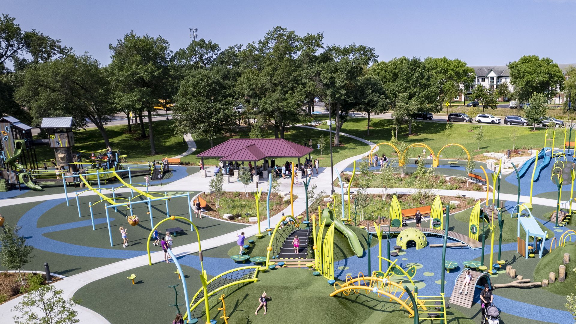 An aerial view of a playground in Shoreview 