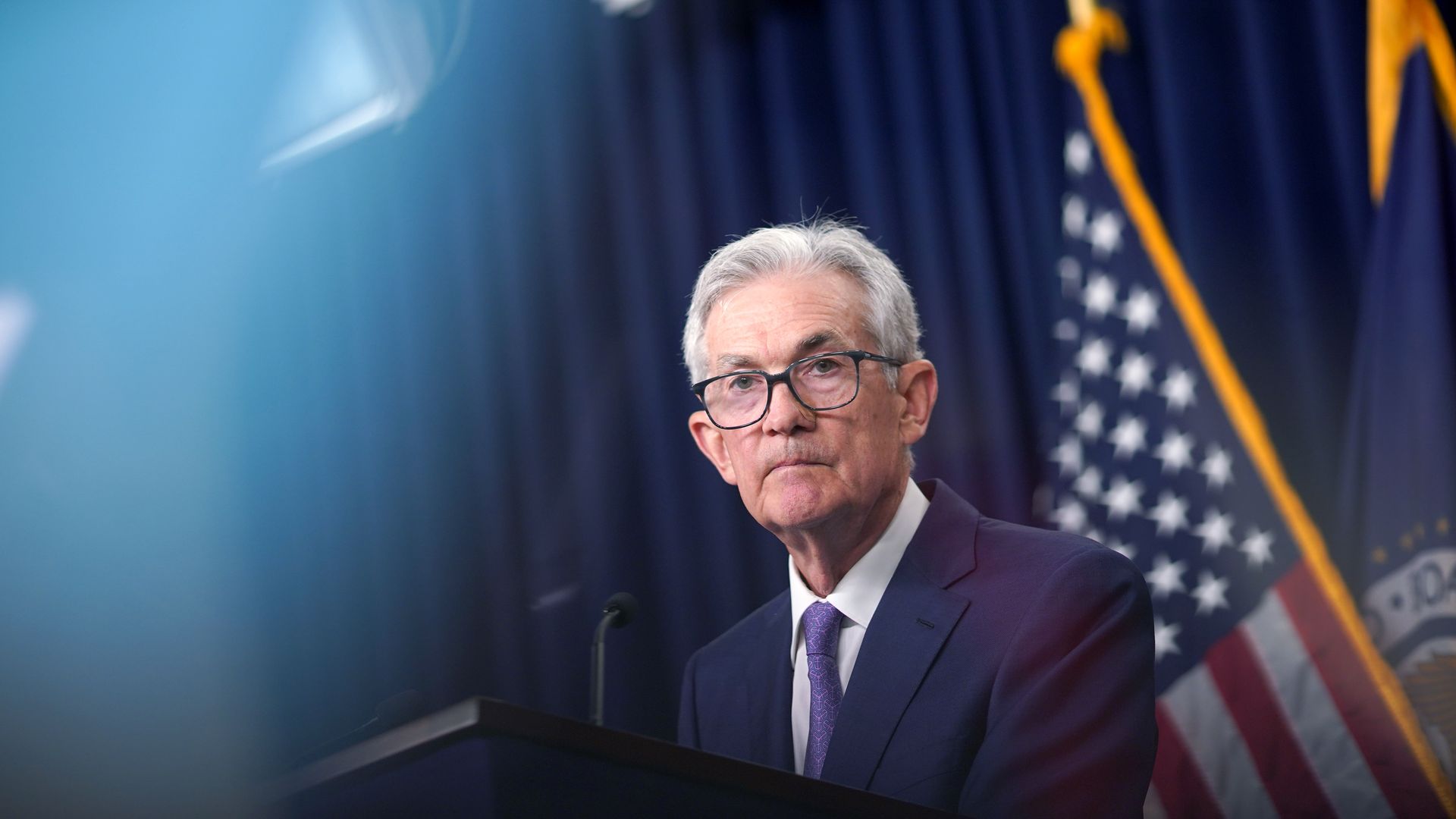 Jerome Powell, chairman of the US Federal Reserve, during a news conference following a Federal Open Market Committee (FOMC) meeting