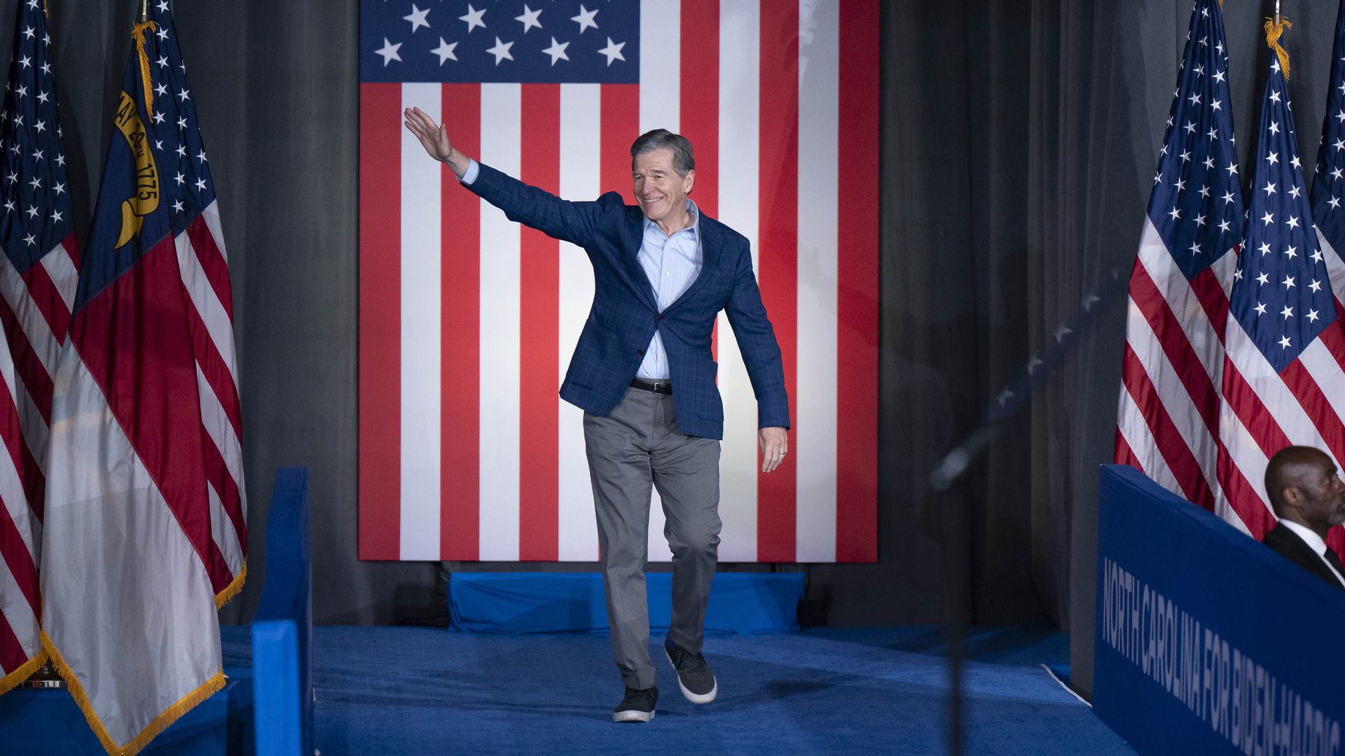 North Carolina Gov. Roy Cooper at a post-debate campaign rally on June 28 in Raleigh, N.C. Photo: Allison Joyce/Getty Images)
