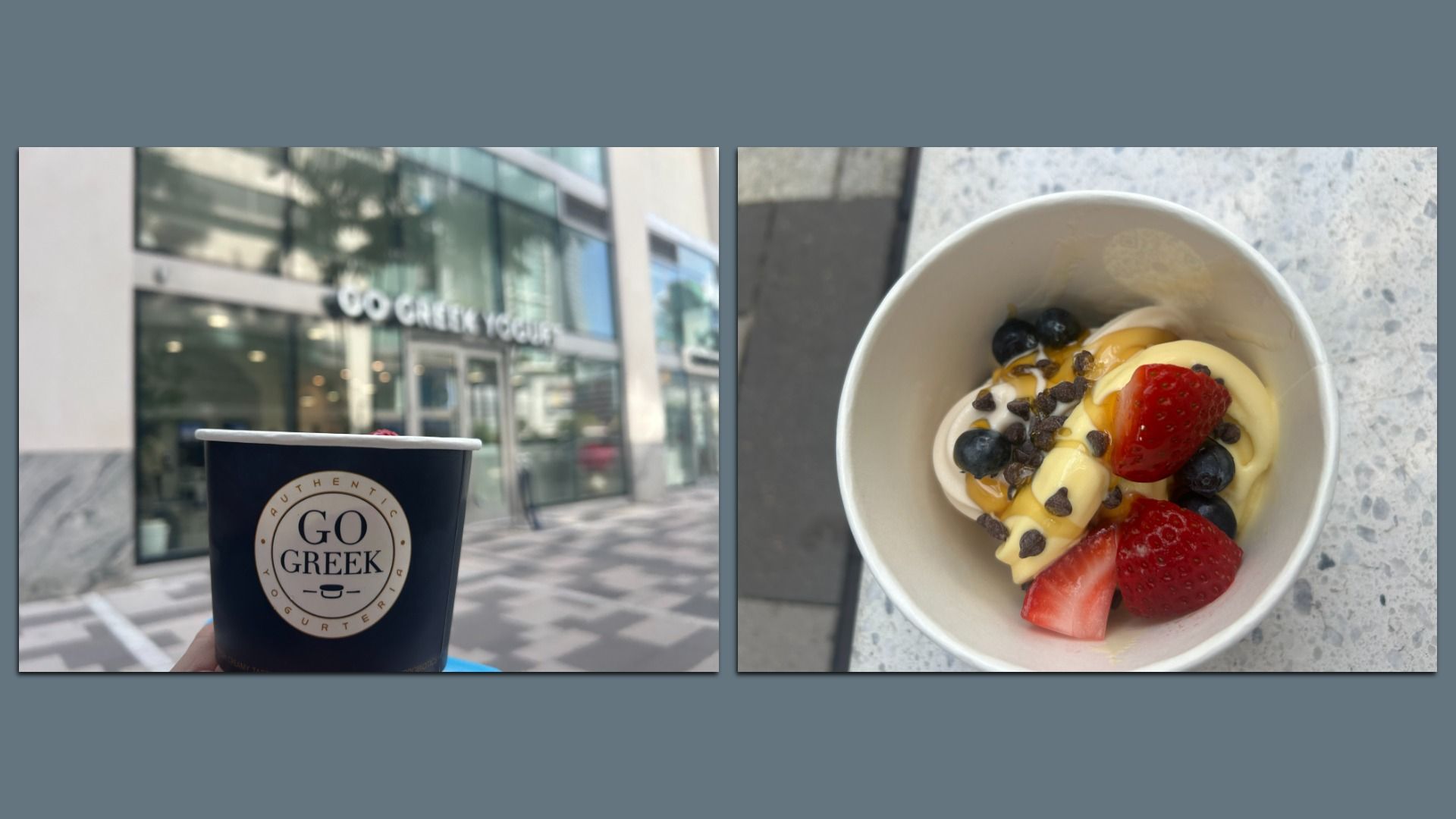 Picture of a store front and froyo. 