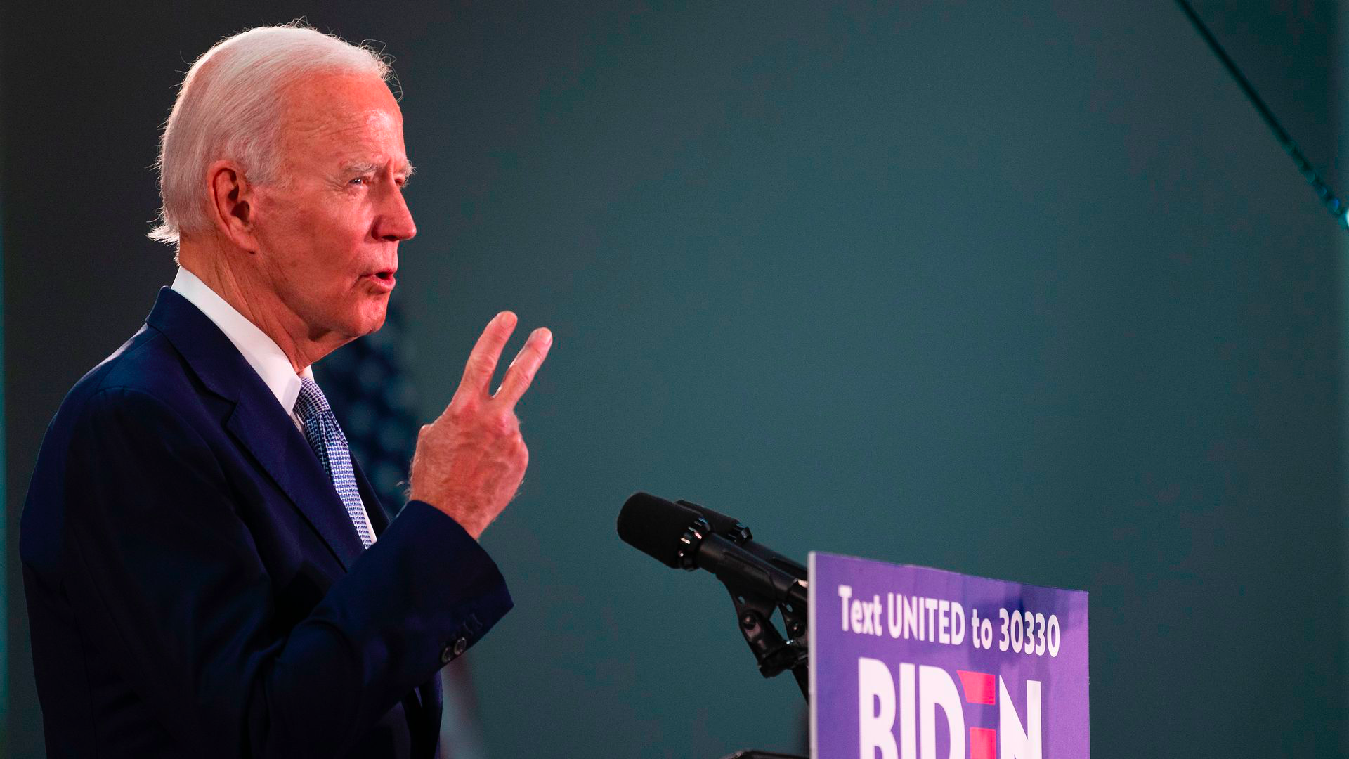 Joe Biden gives a speech in Delaware