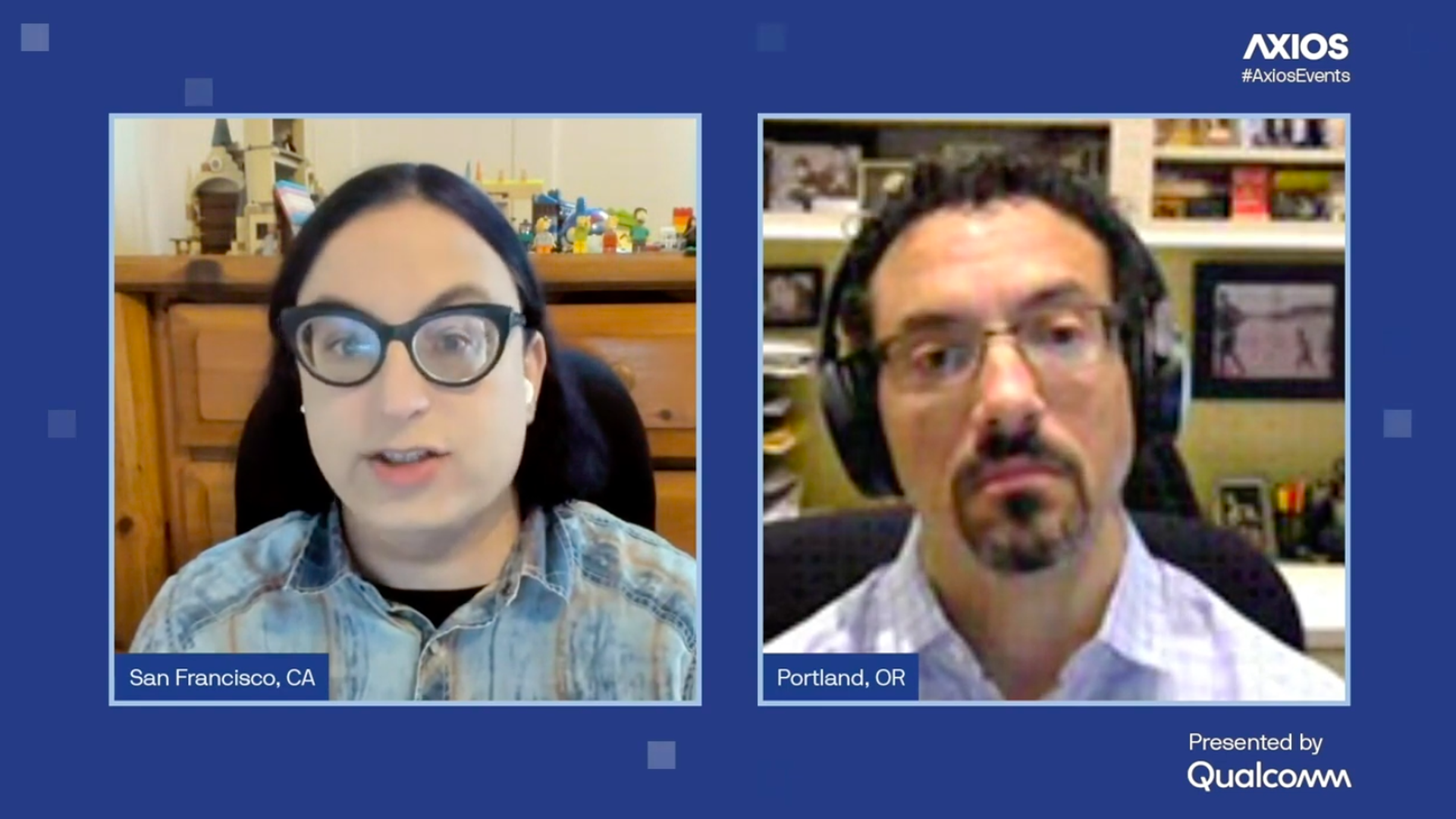 Screenshot of Axios' Ina Fried and Josh Edelman