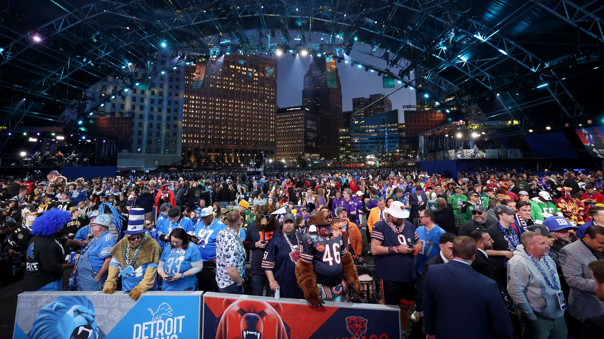 A packed crowd at the first round of the NFL Draft in downtown Detroit last week.