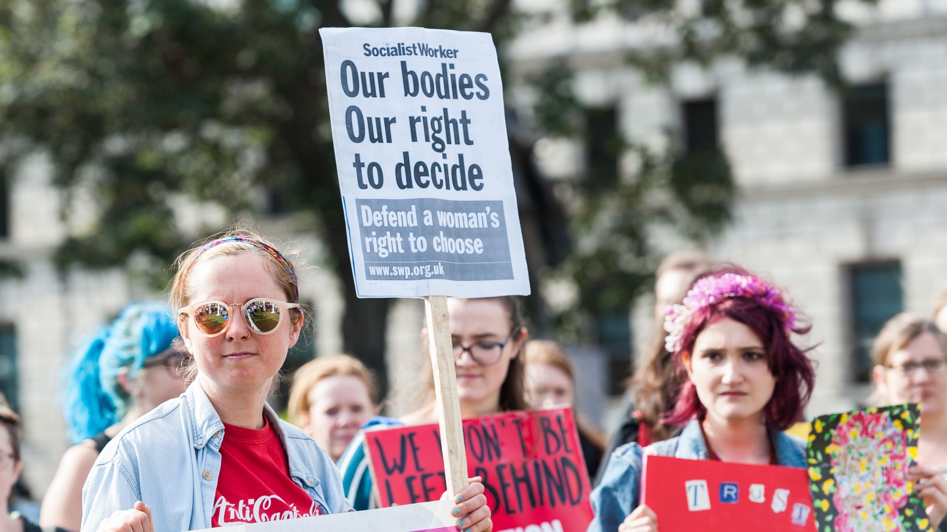 Women protesting pro choice rights in Ireland. 