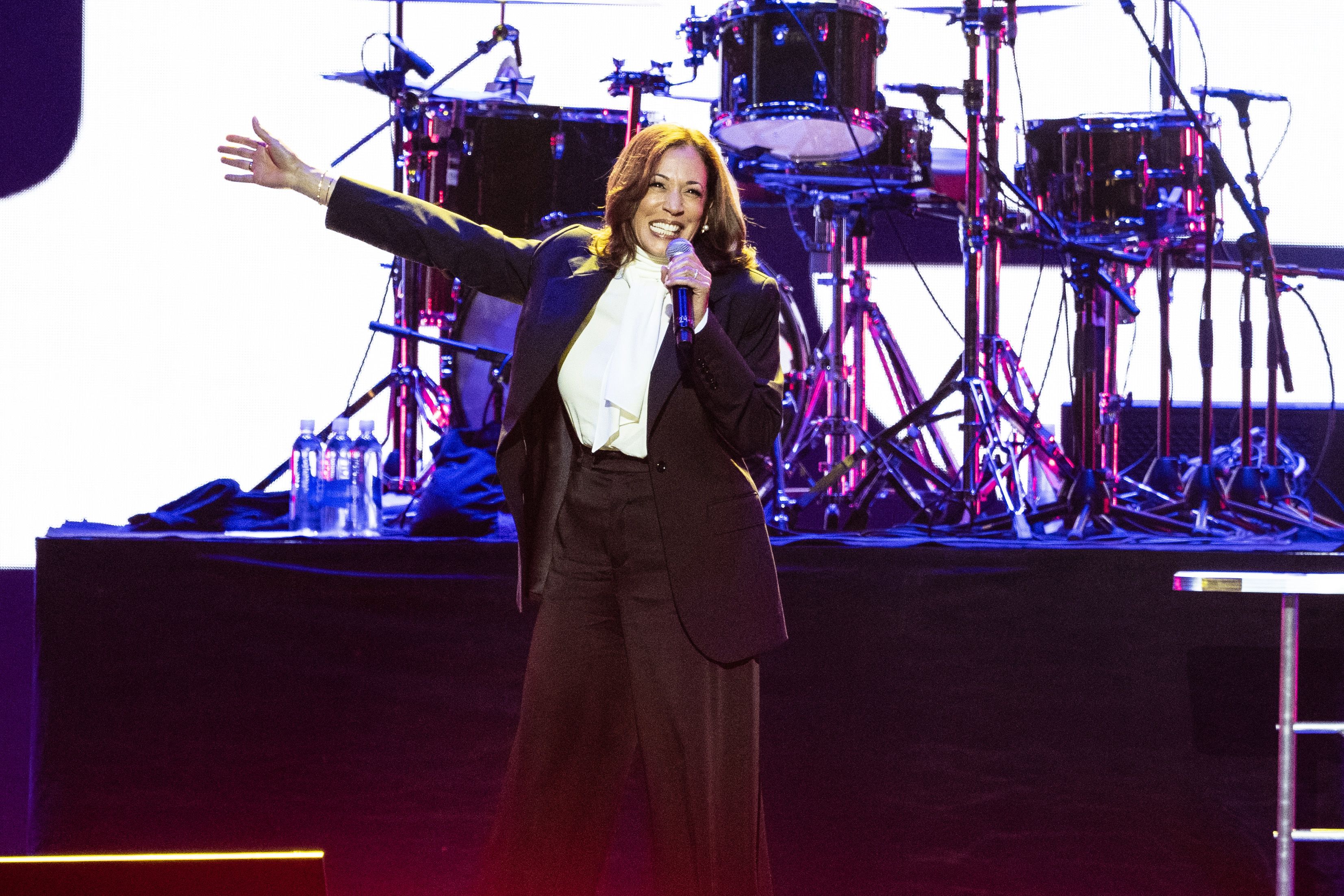 Photo shows Kamala Harris on stage at Essence.