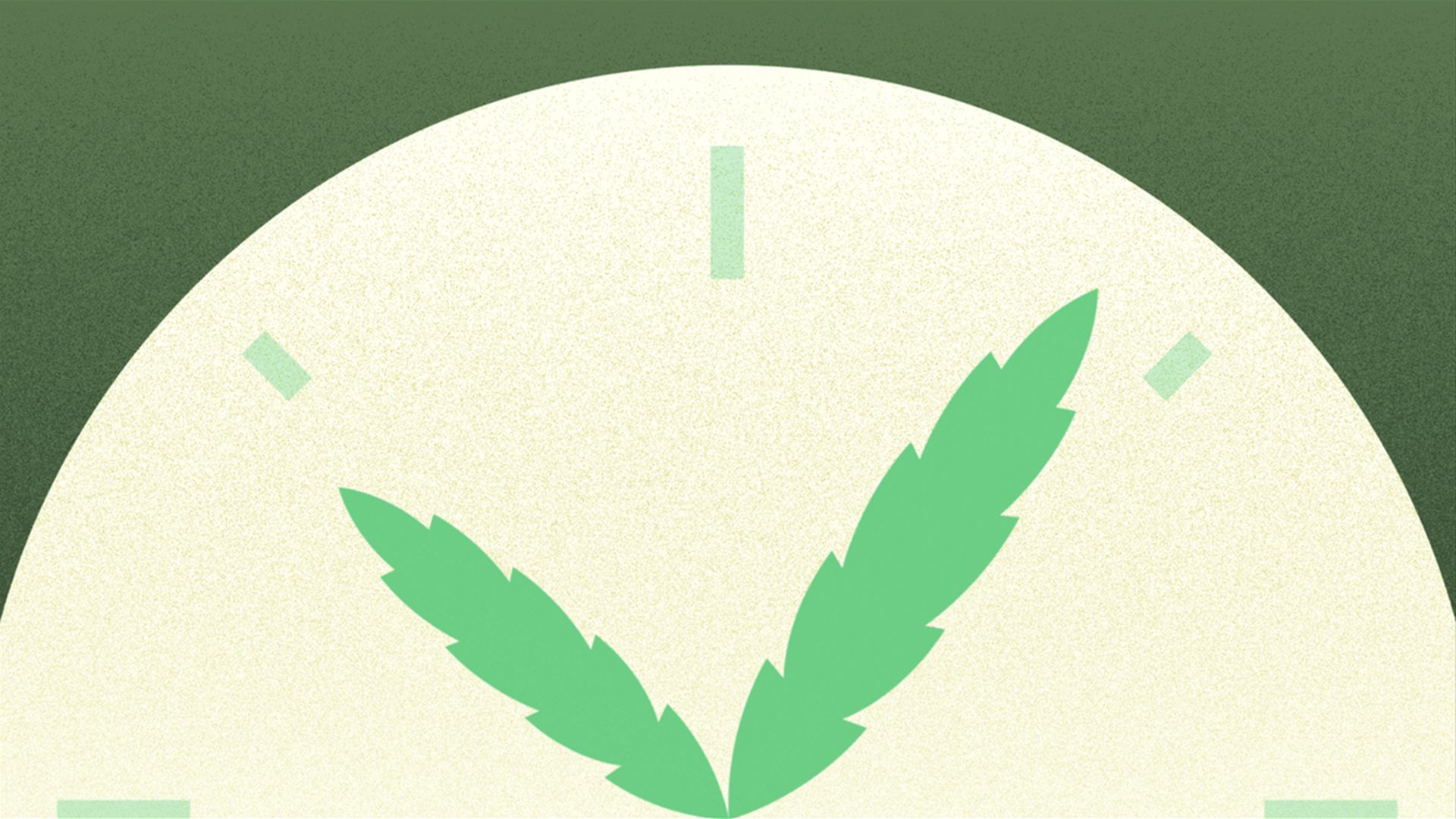 An image of a clock with marijuana hands