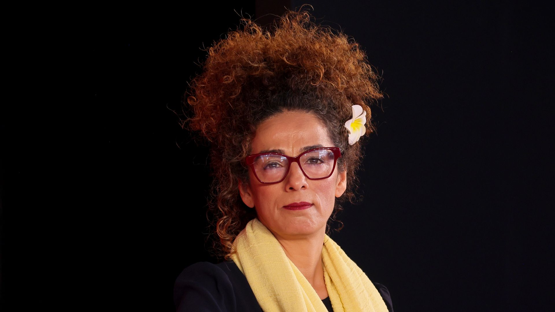 Masih Alinejad speaks on stage during the "Foreshadowing From Abroad" panel for The Atlantic Festival 2024 on September 20, 2024 in Washington, DC.