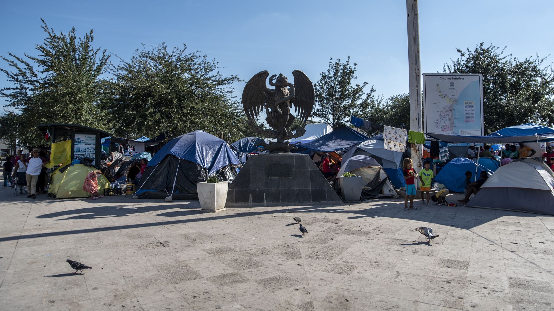 A makeshift migrant camp in Reynosa, Tamaulipas state, Mexico, on Wednesday, Oct. 6, 2021