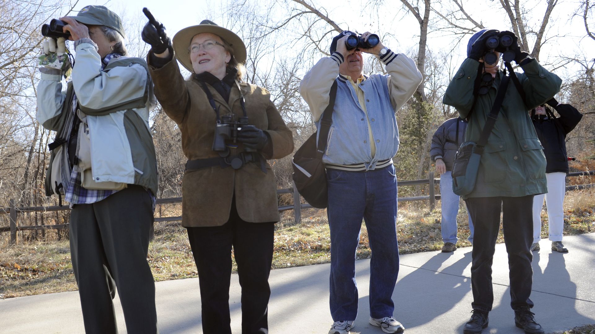 People at Anderson Park in Wheat Ridge search for birds during the annual Audubon Society of Greater Denver "Christmas Bird Count." Photo: Kathryn Scott/The Denver Post via Getty Images