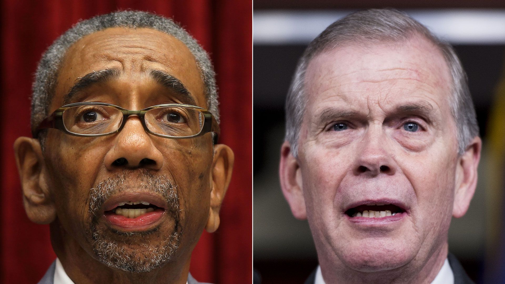 Side-by-side photos of Reps. Bobby Rush and Tim Walberg
