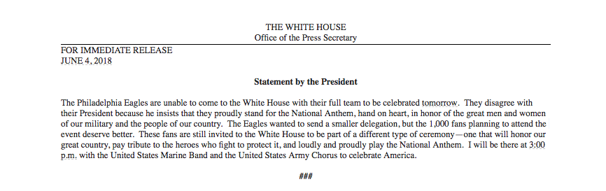 Full statement from the president