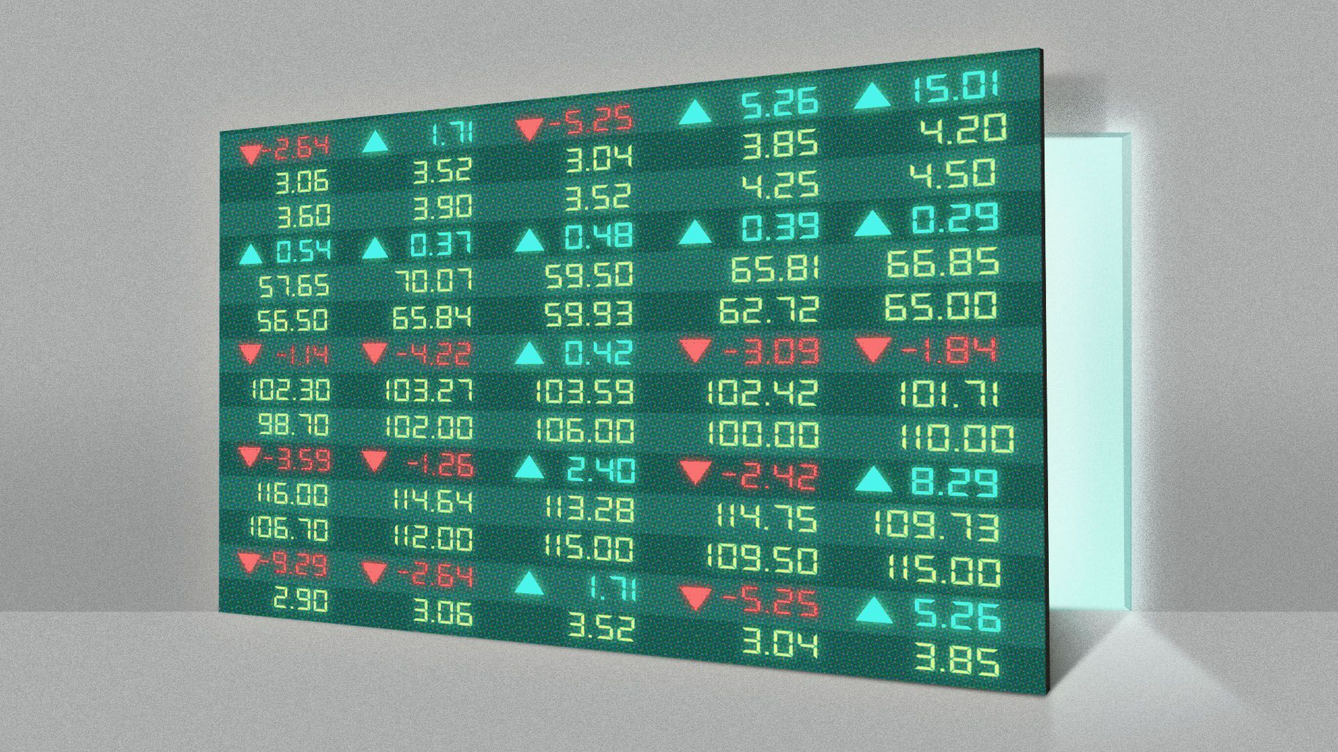 Illustration of a stock chart as an open door