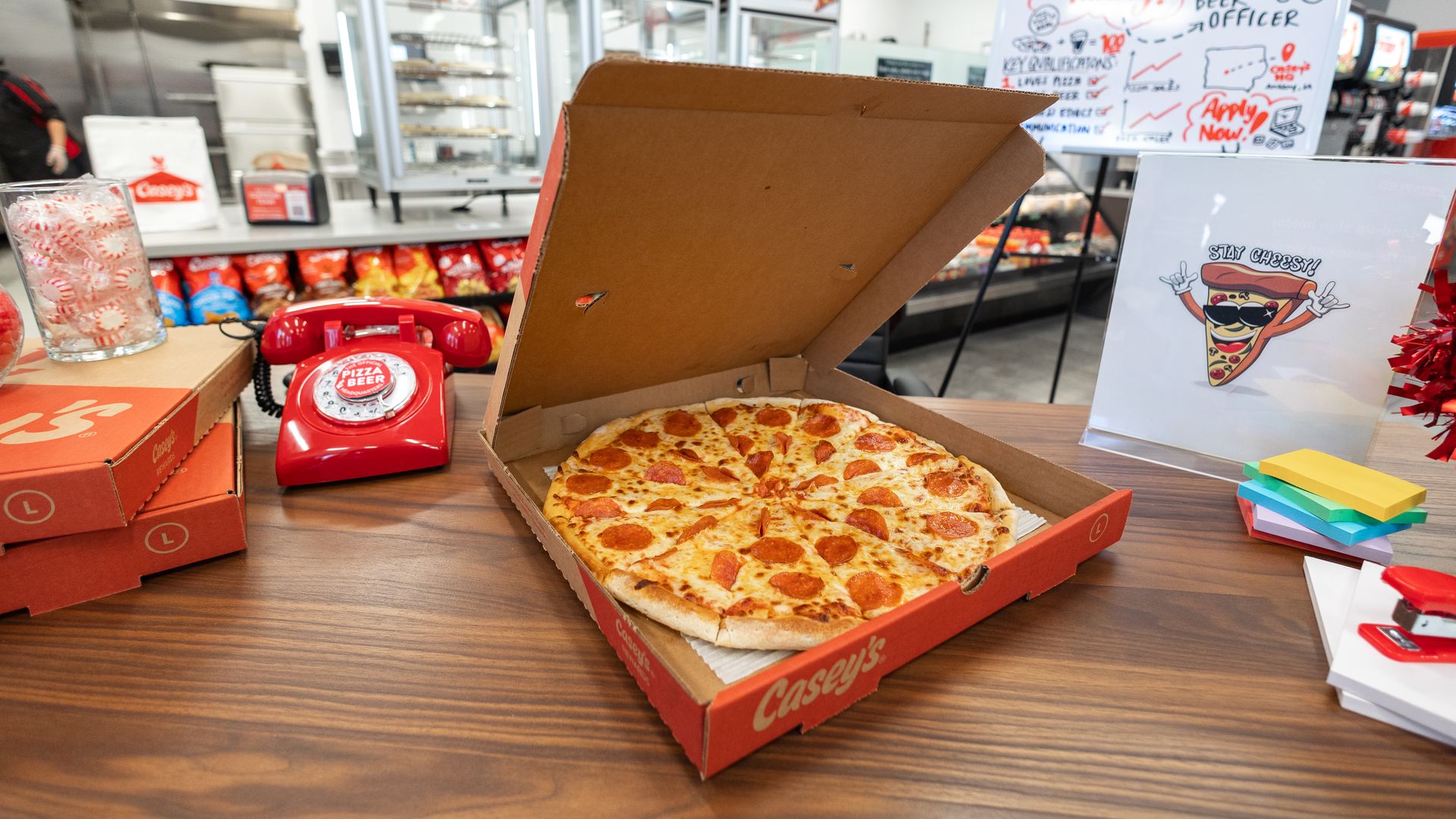 A photo of Casey's pizza.