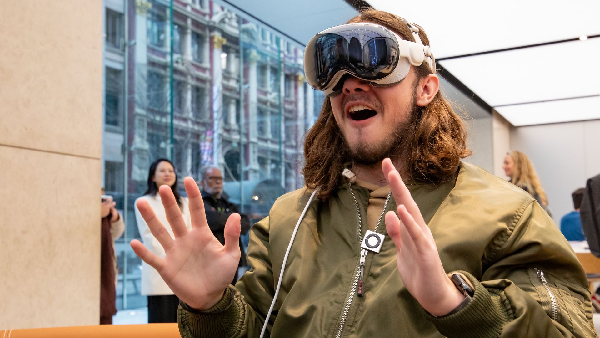 A person wearing an Apple Vision Pro