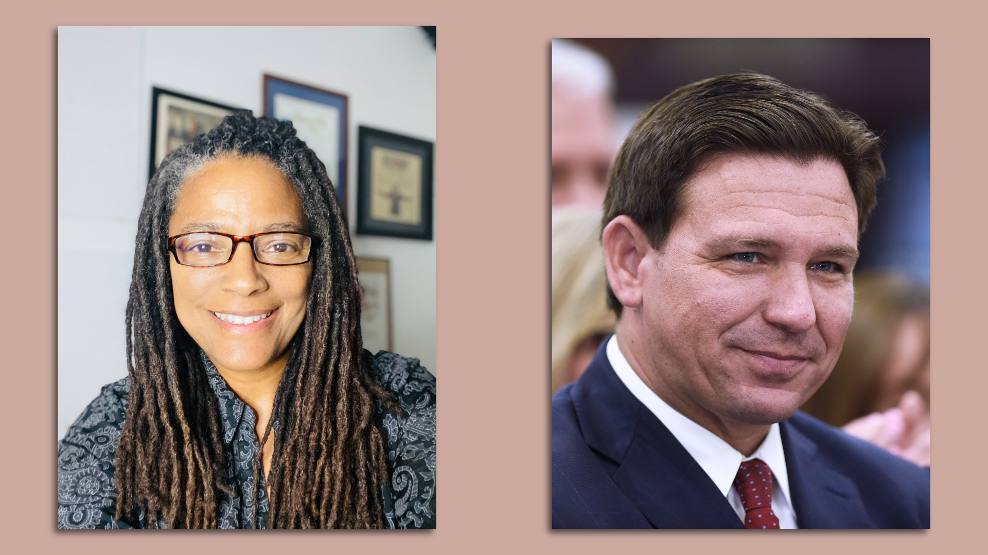 Photos of Nadine Smith and Ron DeSantis