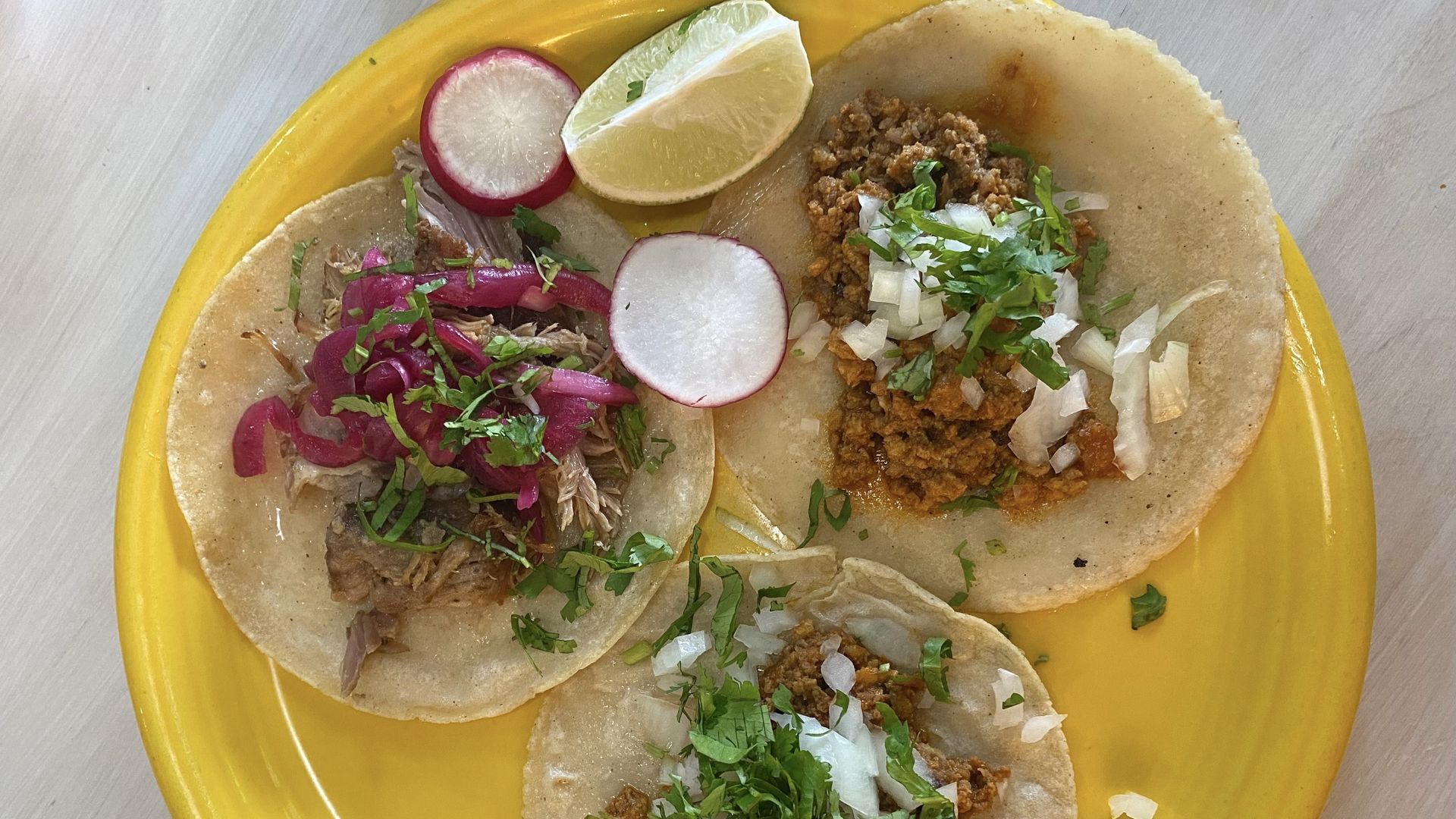 Plate of tacos from Taqueria Habanero