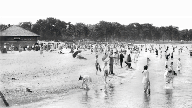 GIF of an old photo blending into new video of the same location. 