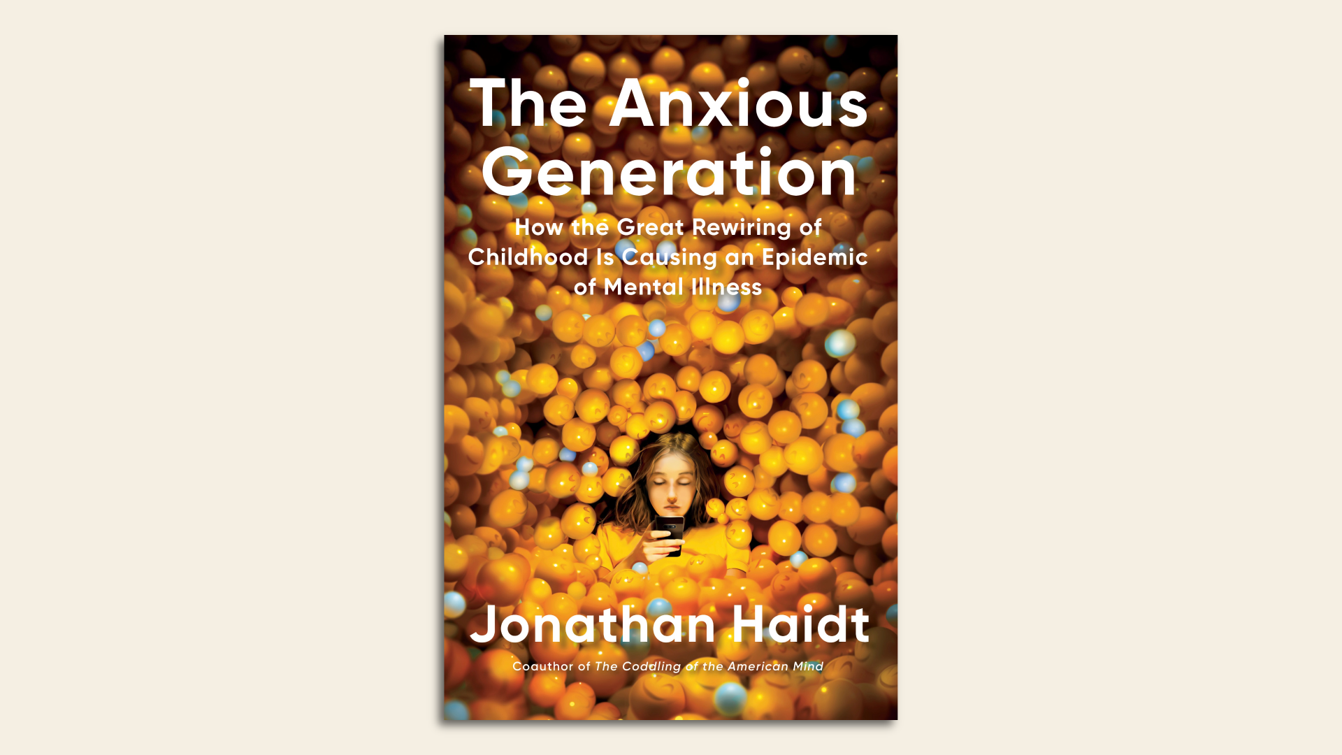 Book cover: "The Anxious Generation" by Jonathan Haidt.