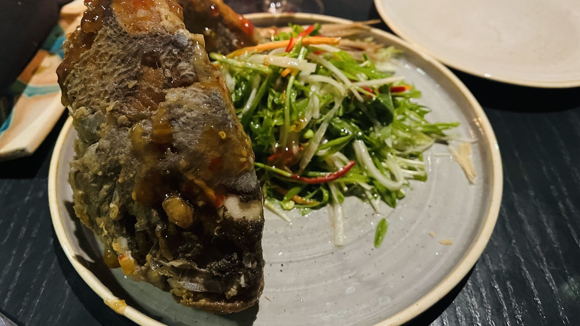 The whole fried snapper at Basan in Detroit