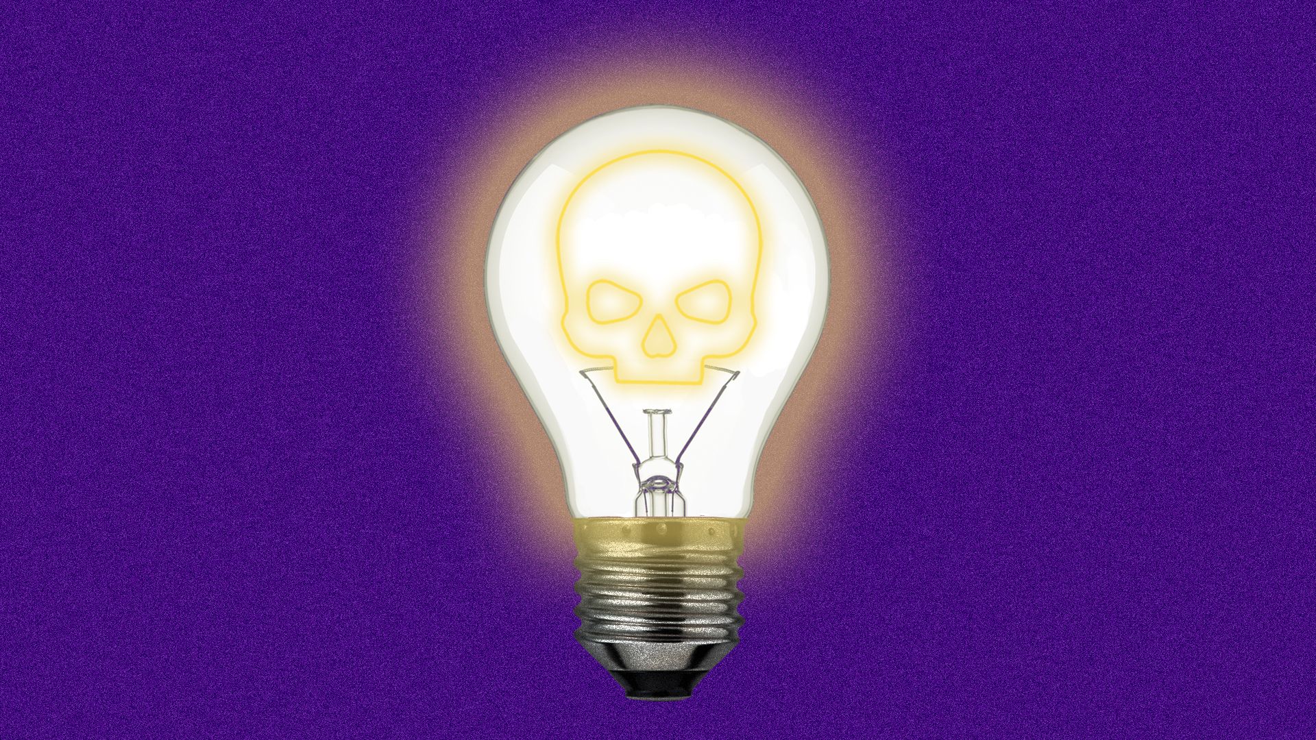 An illustration of a lightbulb whose filament is the outline of a skull.