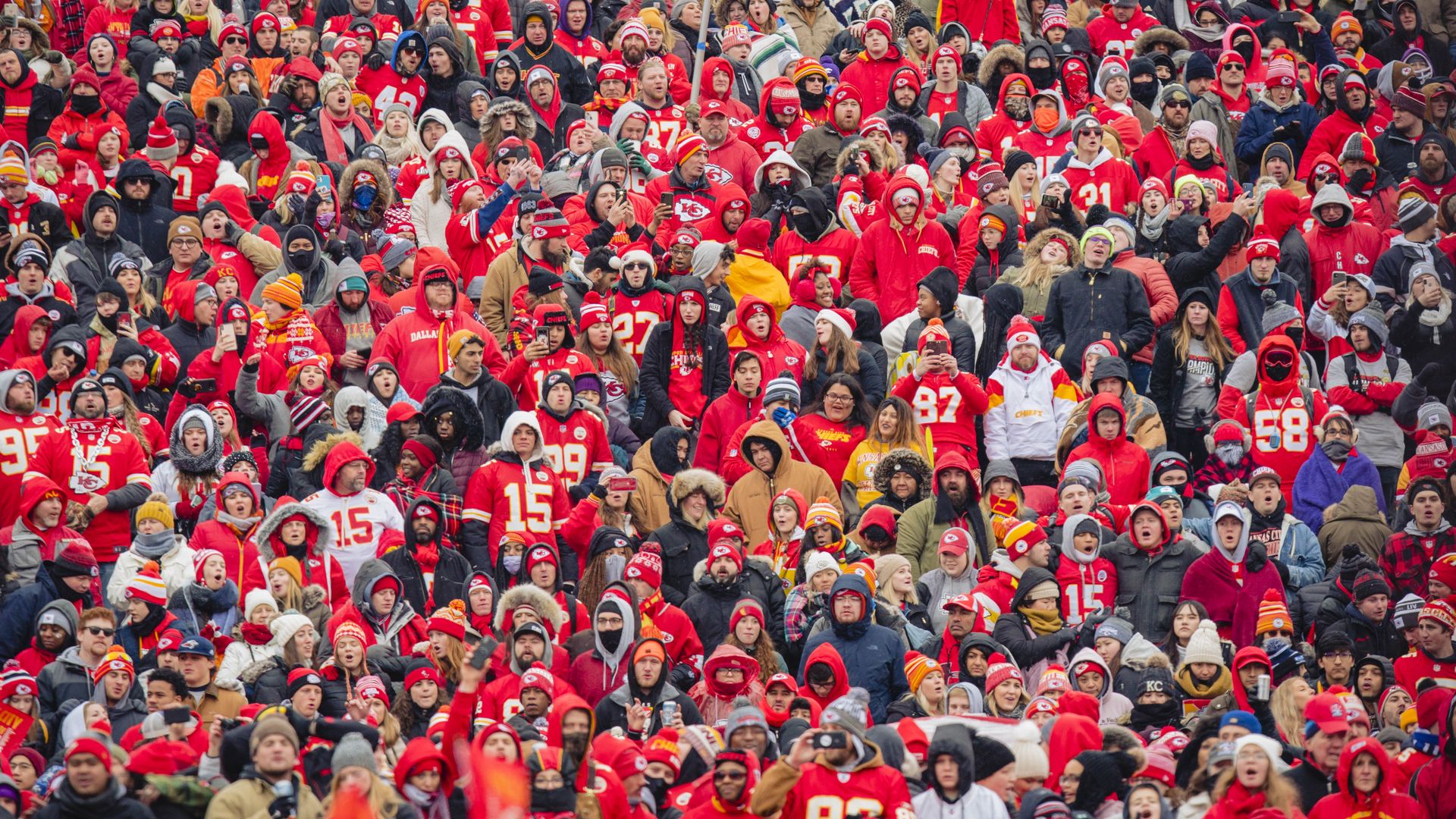 Chiefs fans in Kansas City, Missouri, in February.