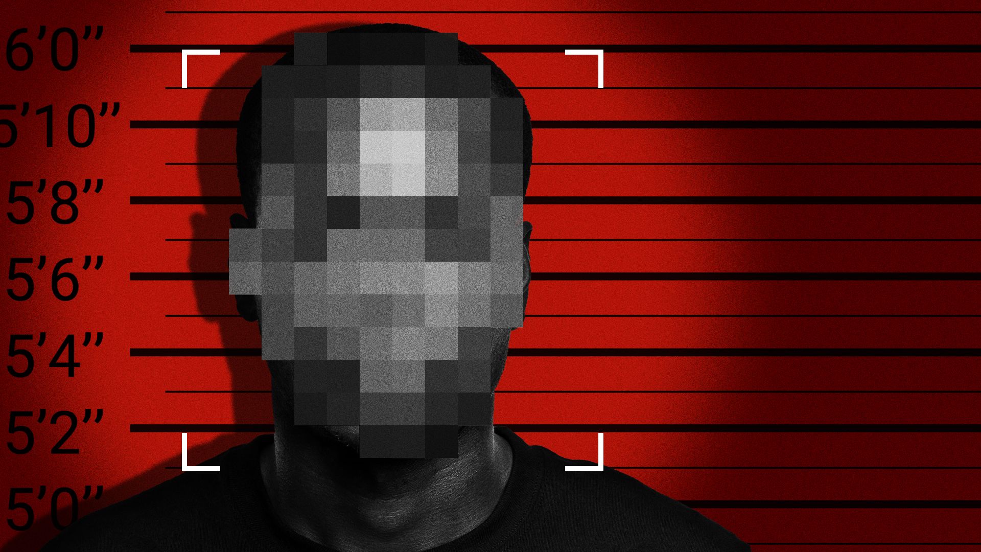 Illustration of a pixelated mugshot.