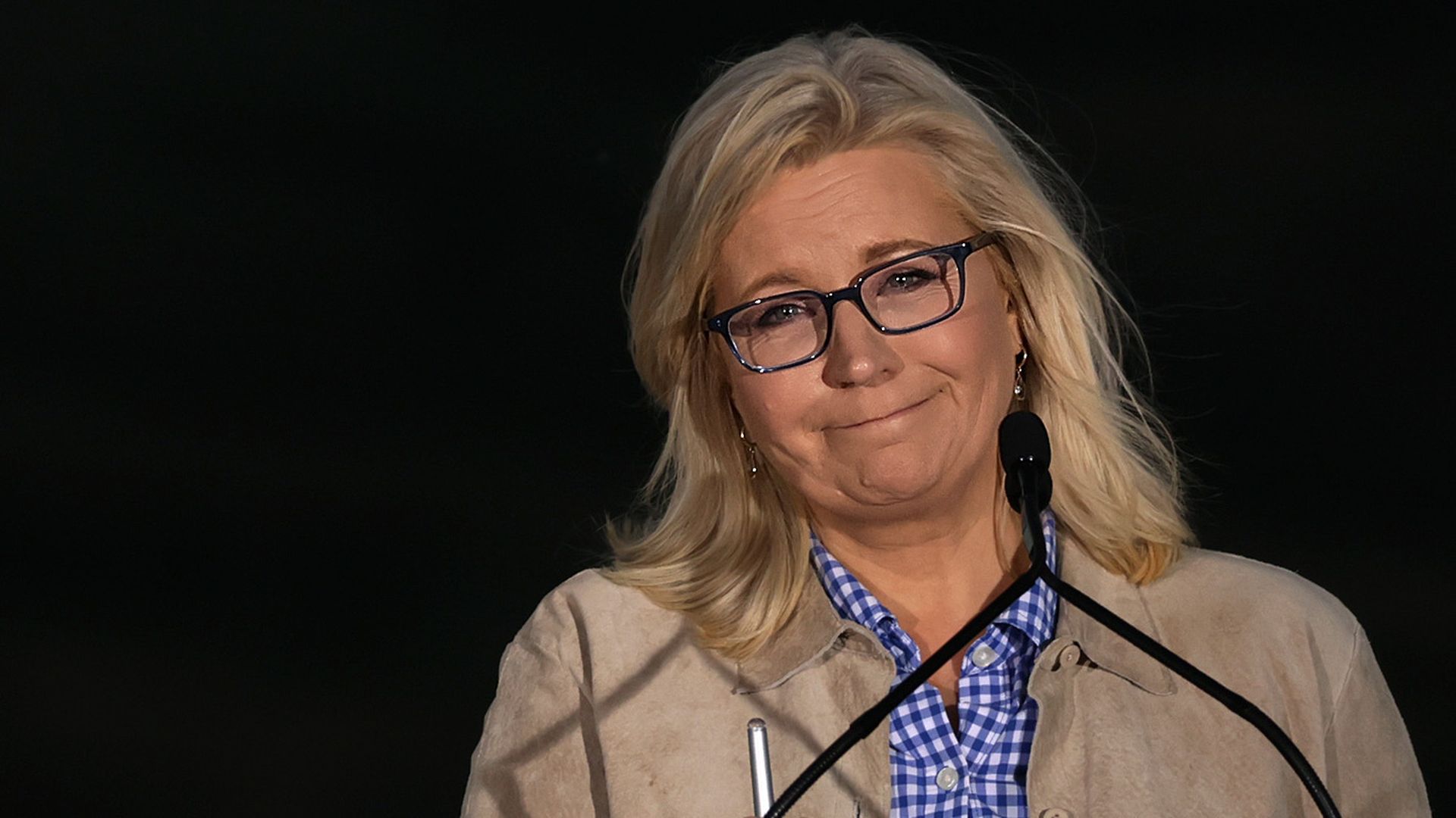 Rep. Liz Cheney gives a concession speech to supporters during a primary night event on August 16.