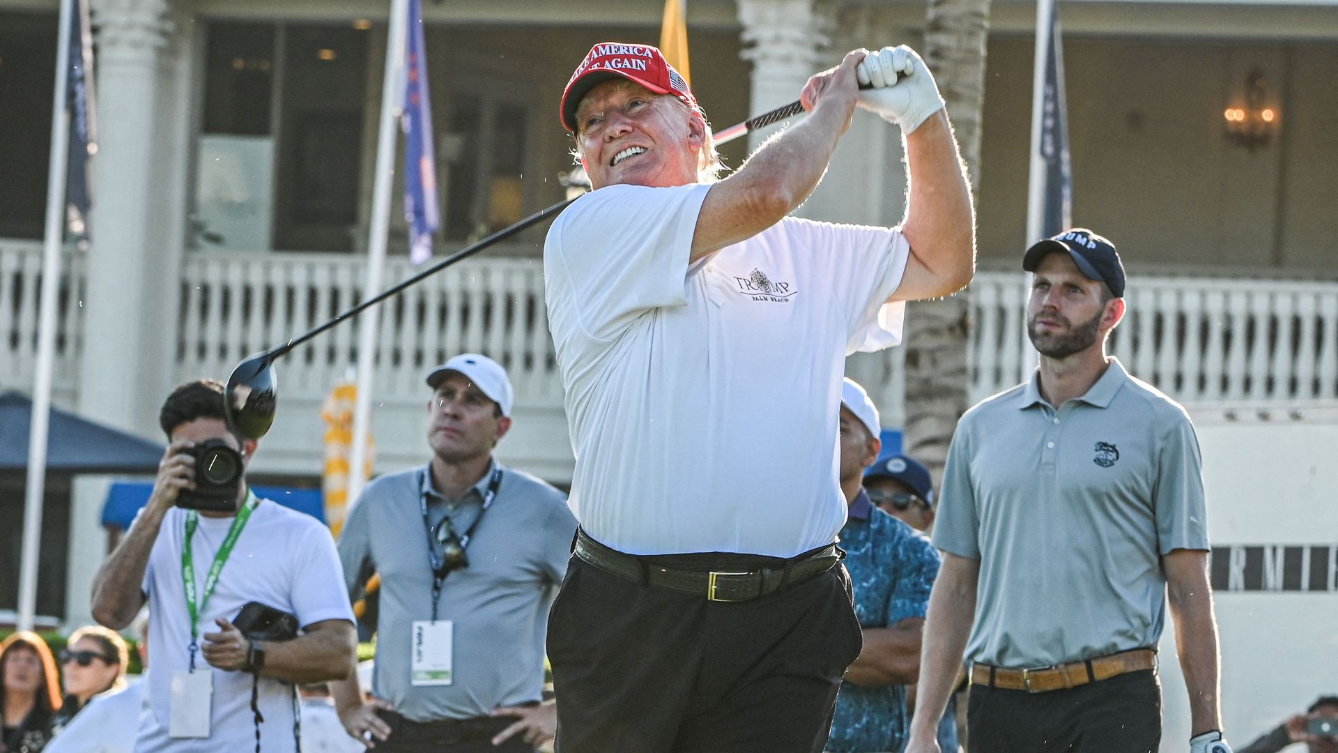 Former US President Donald Trump at the 2022 LIV Golf Invitational Miami at Trump National Doral Miami golf club on Oct. 27.