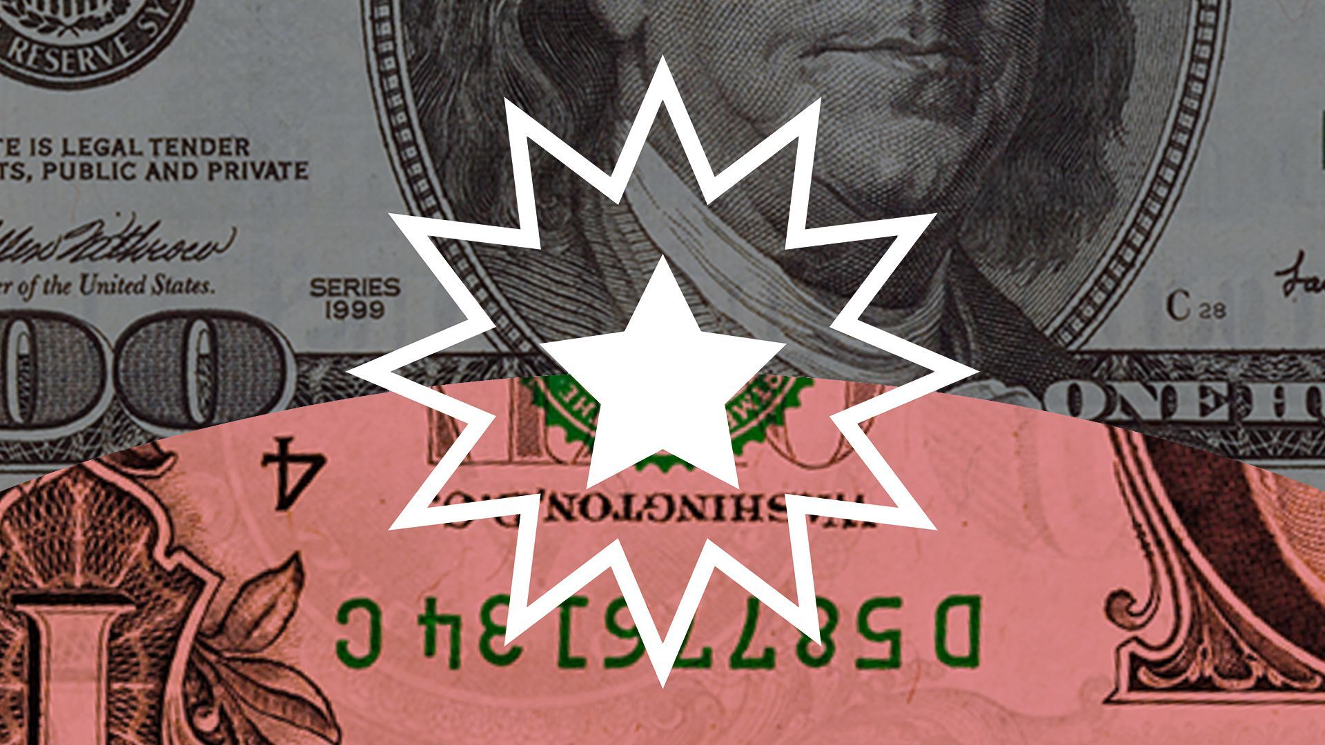 Illustration of the Juneteenth flag made from U.S. money