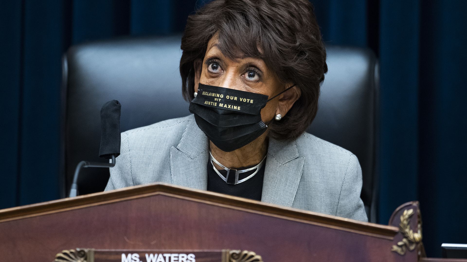 Chairwoman Maxine Waters pictured at a House Financial Services Committee markup