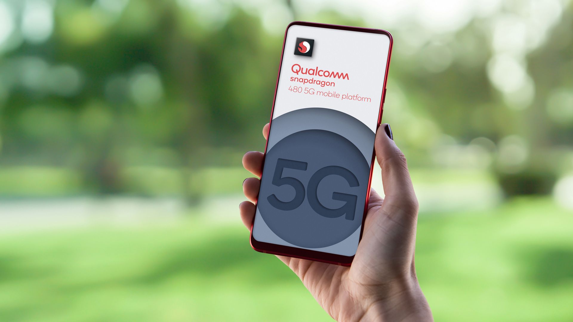 A smartphone with Qualcomm's logo along with 