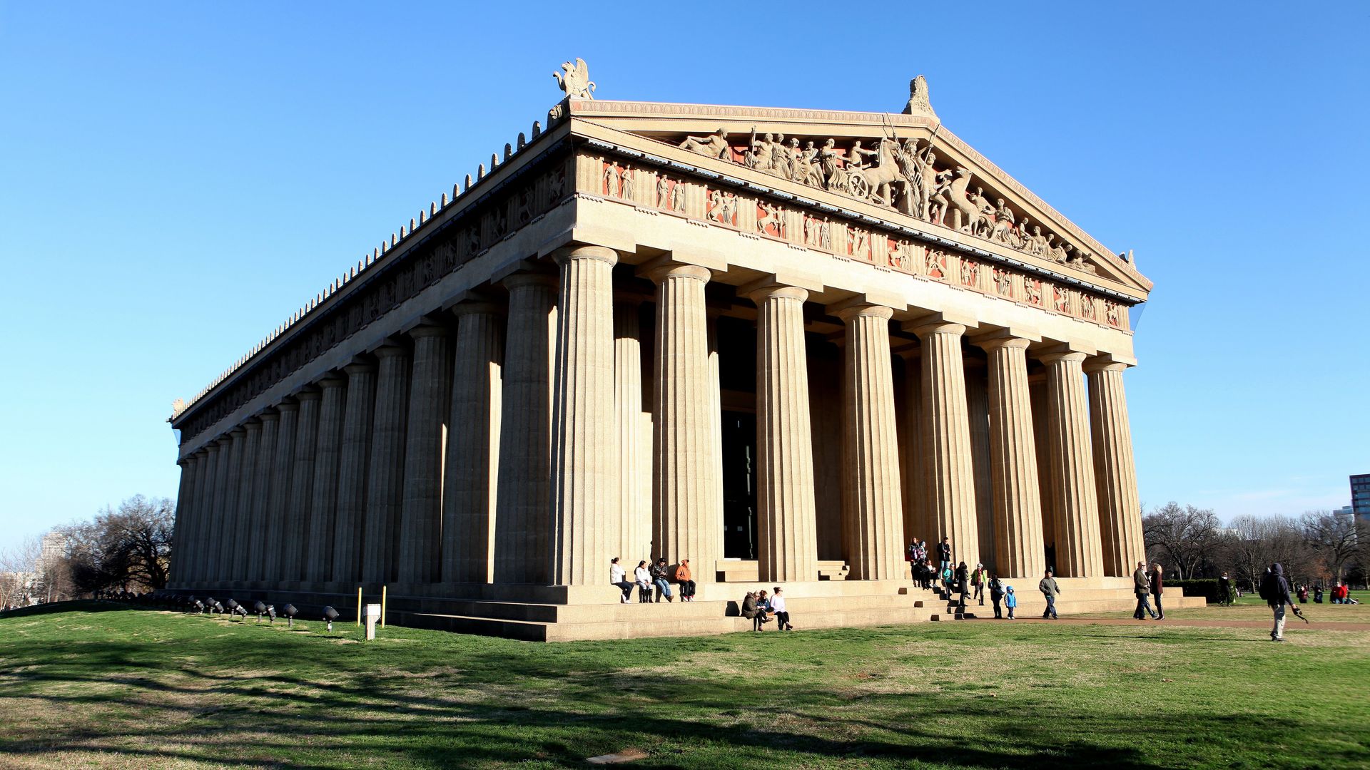 An exterior of the Nashville Parthenon