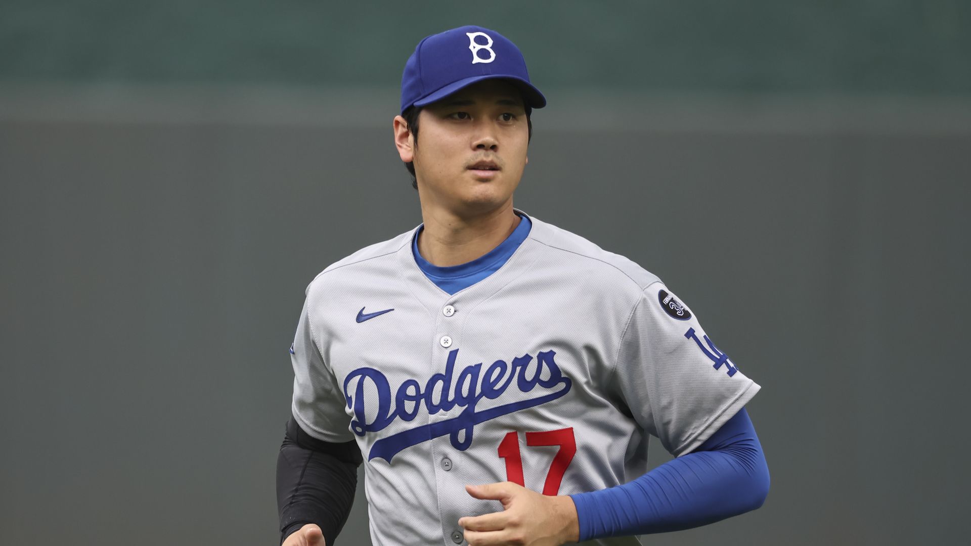 Los Angeles Dodgers Shohei Ohtani (17) before an MLB game between the Los Angeles Dodgers and Kansas City Royals on June 29, 2025 at Kauffman Stadium in Kansas City