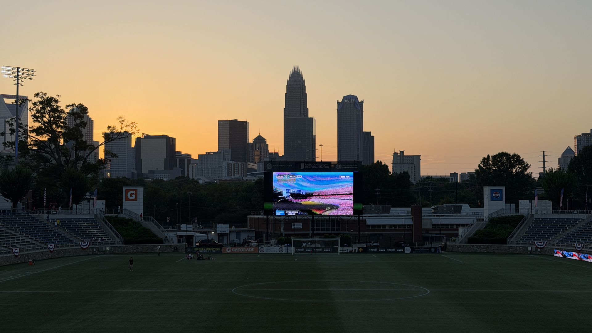 Charlotte skyline view from American Legion Memorial Stadium.