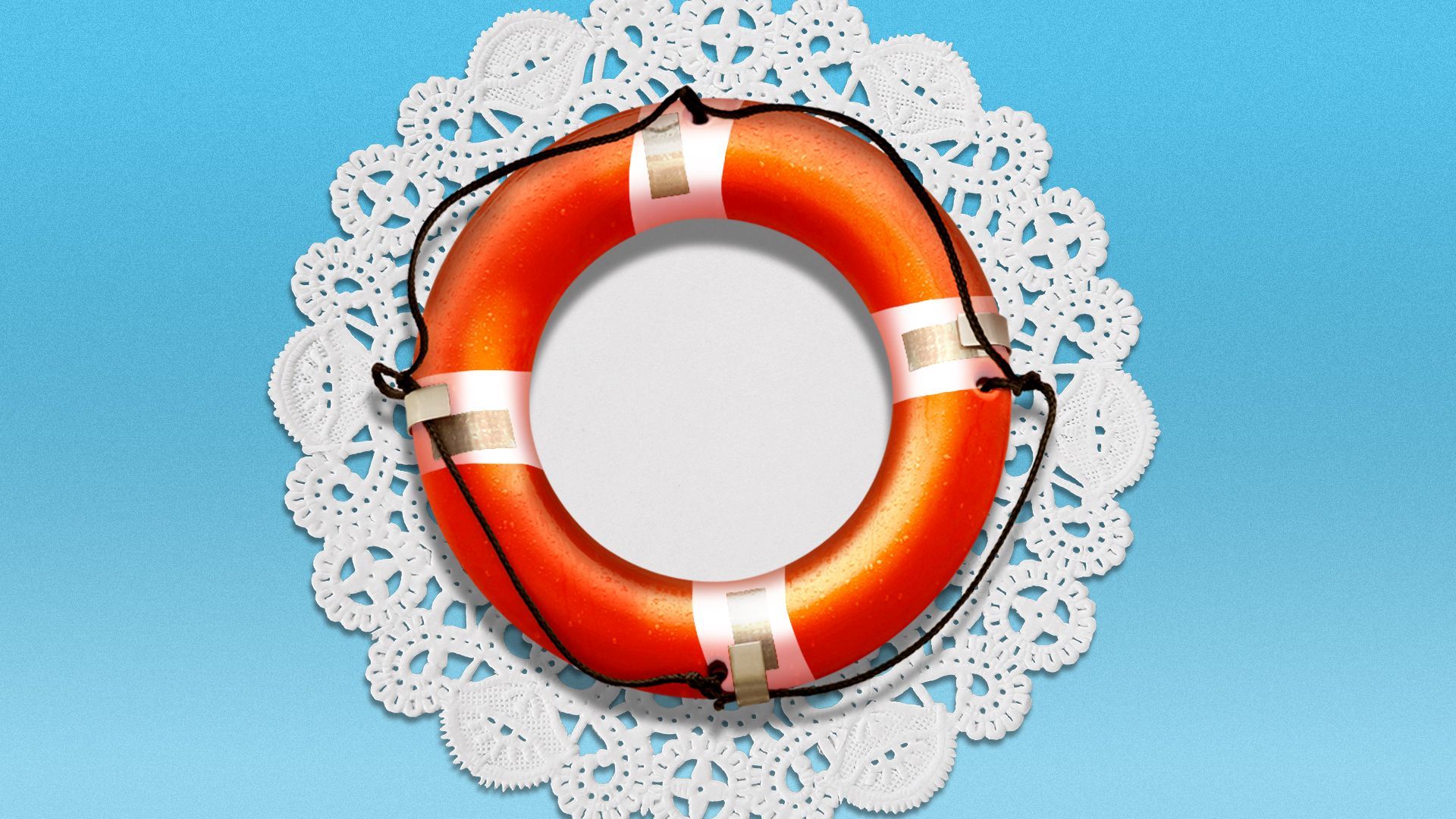 Illustration of a life preserver on a doily