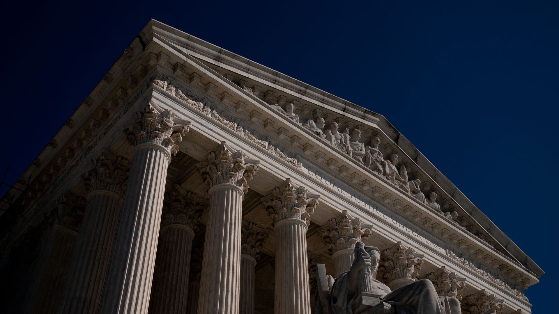 Picture of the Supreme Court building taken from a low angle