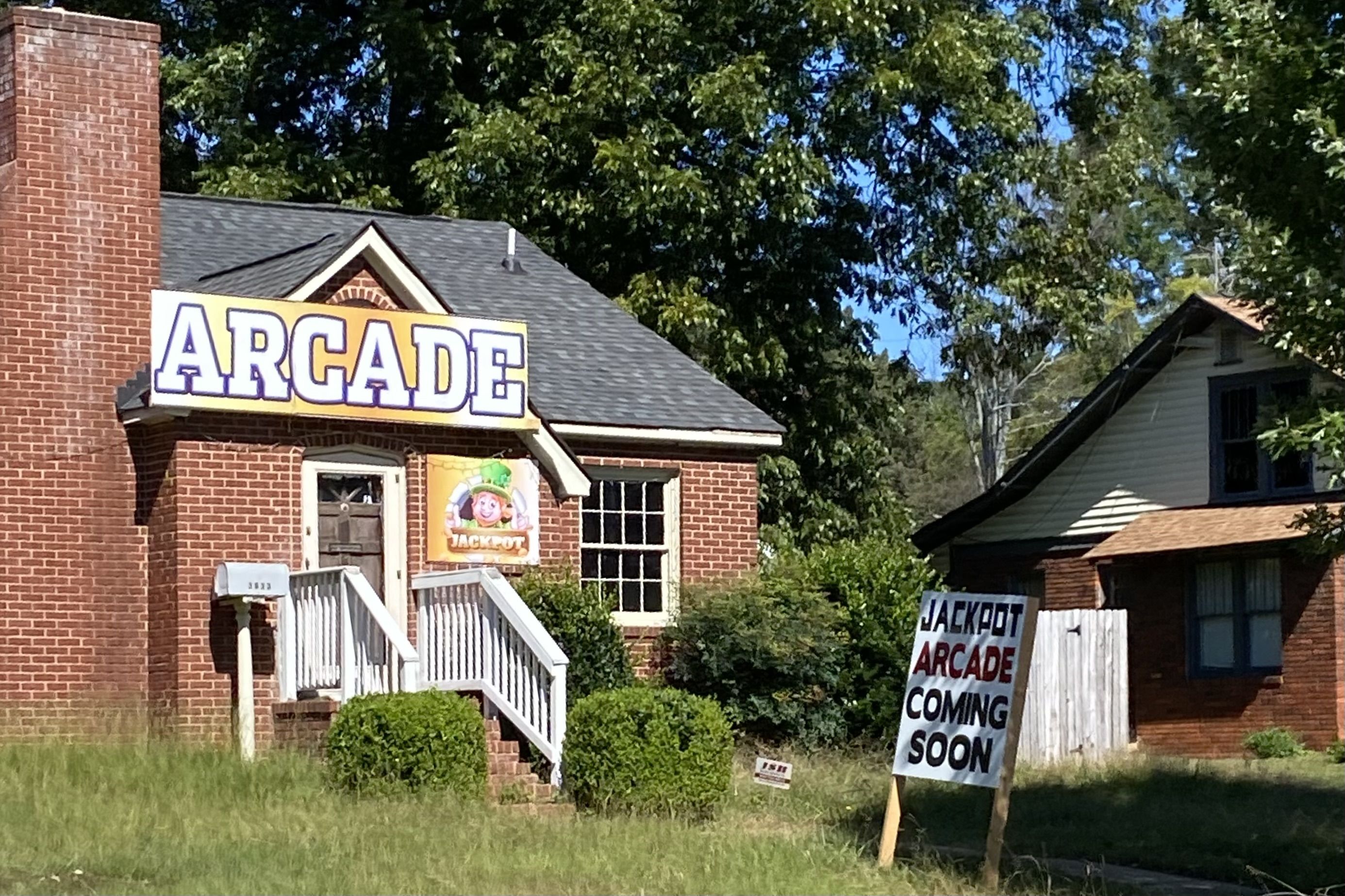 Arcade sign on a house