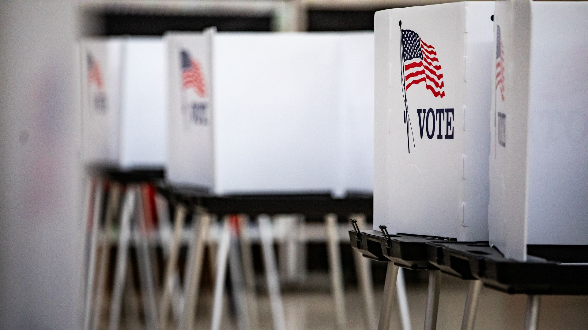 Voting booths during the Michigan state-wide primary at Bethlehem Lutheran Church in Lansing, Michigan, U.S., on August 6