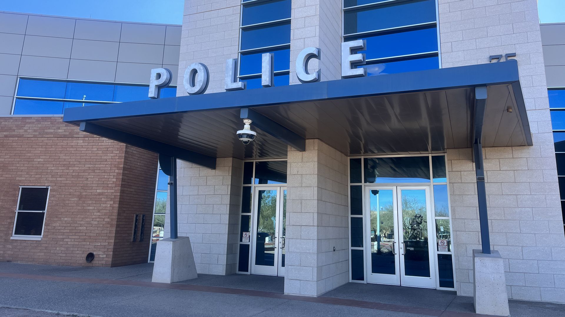 A building that says "Police."