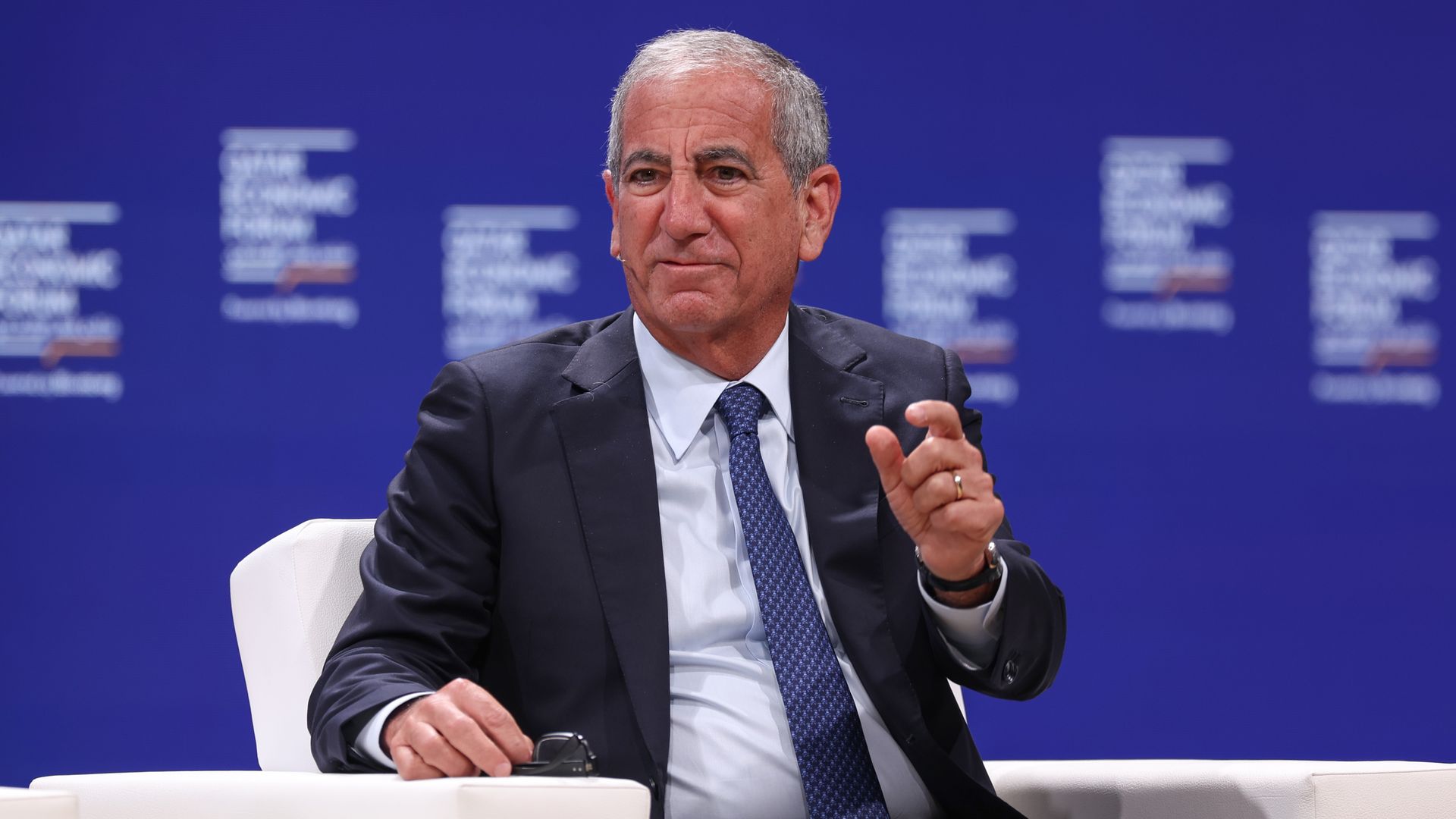 Ken Moelis gestures while speaking.