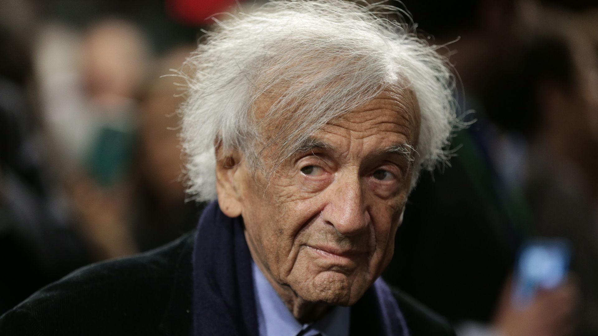Nobel Peace Laureate Elie Wiesel arrives for a roundtable discussion on Capitol Hill in March 2015 in Washington.